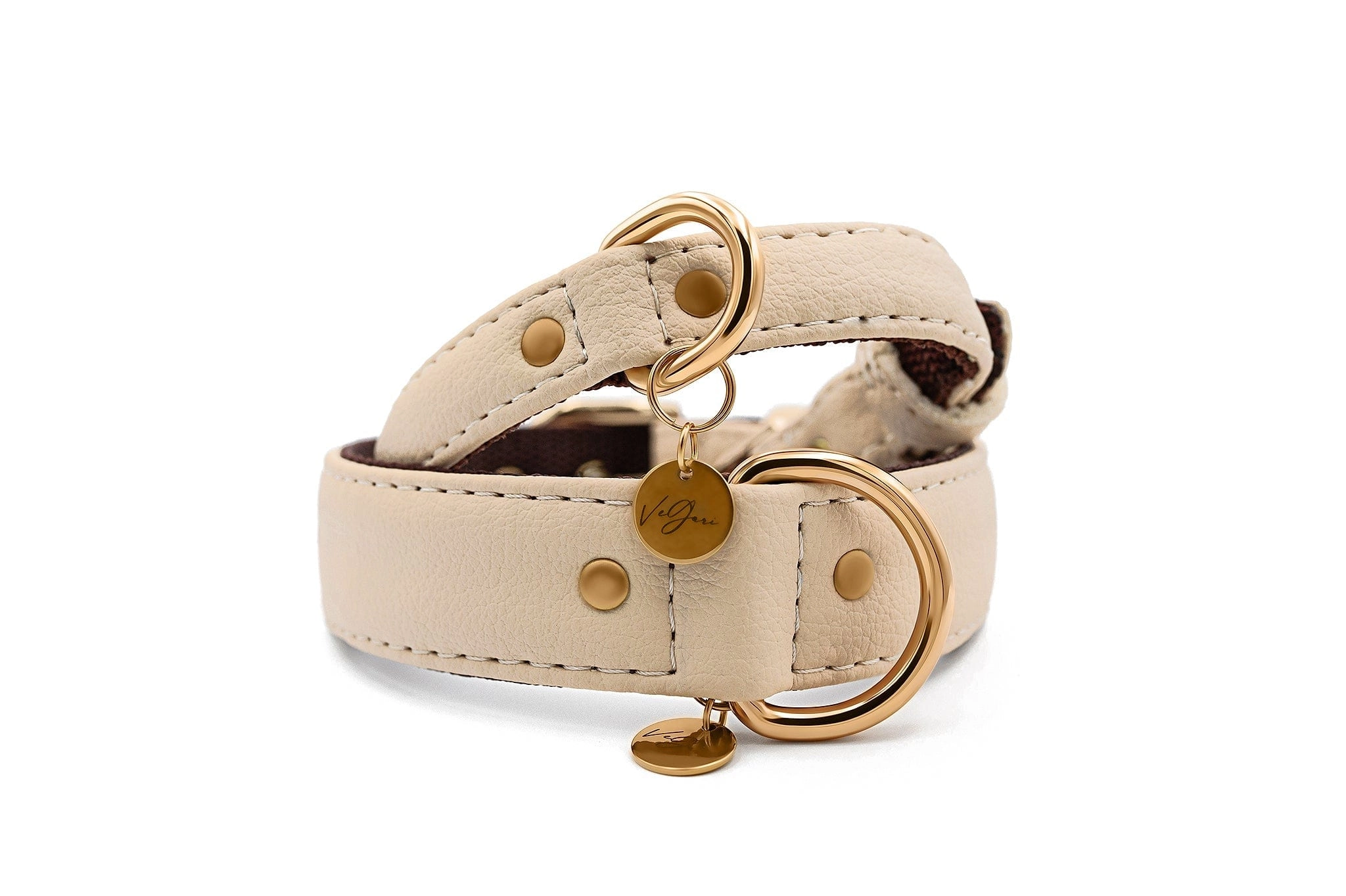 2 In 1 Piñatex® Vegan Leather Dog Collar & Leash Set | Beige