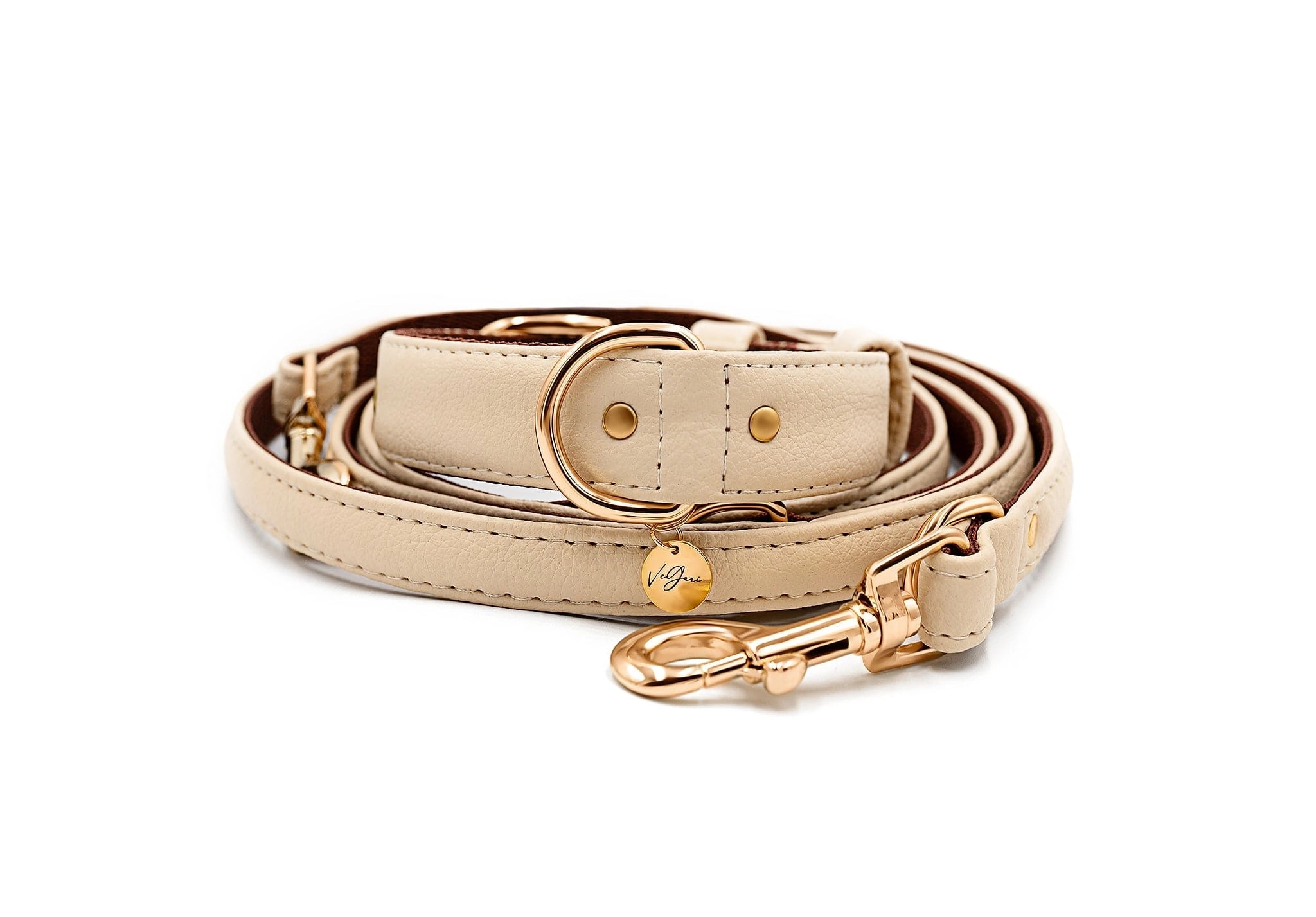 2 In 1 Piñatex® Vegan Leather Dog Collar & Leash Set | Beige