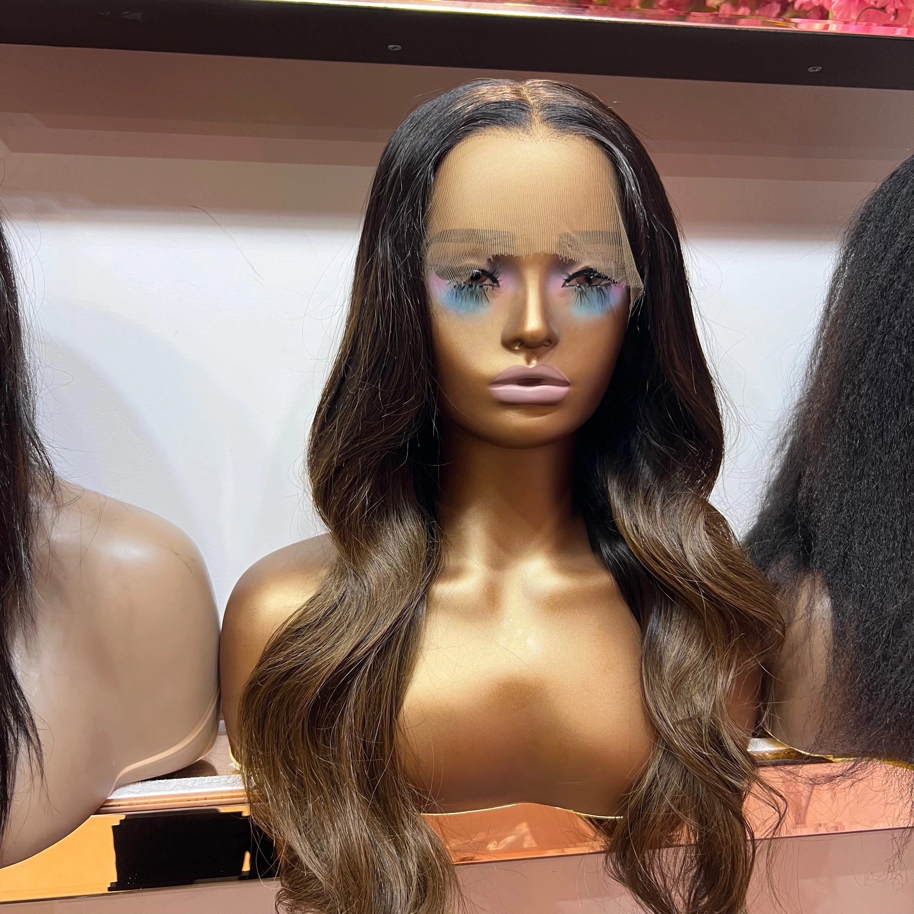 20" Luxury Brown Ombre - Human Hair Body Wave HD Lace Front Wig SP130