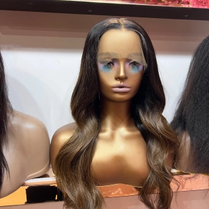 20" Luxury Brown Ombre - Human Hair Body Wave HD Lace Front Wig SP130