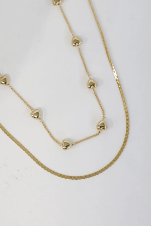 Aria Gold Heart Layered Chain Necklace