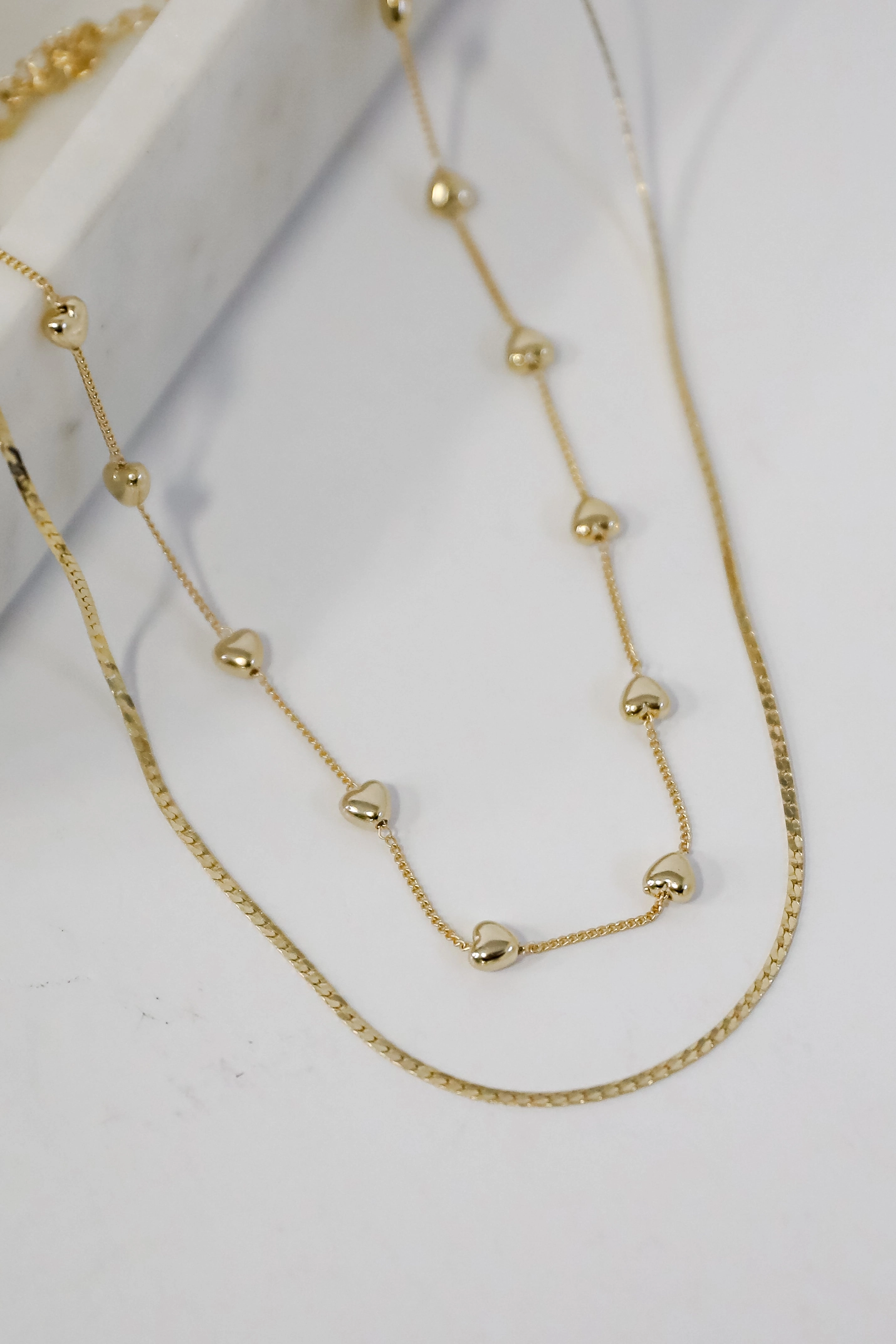 Aria Gold Heart Layered Chain Necklace