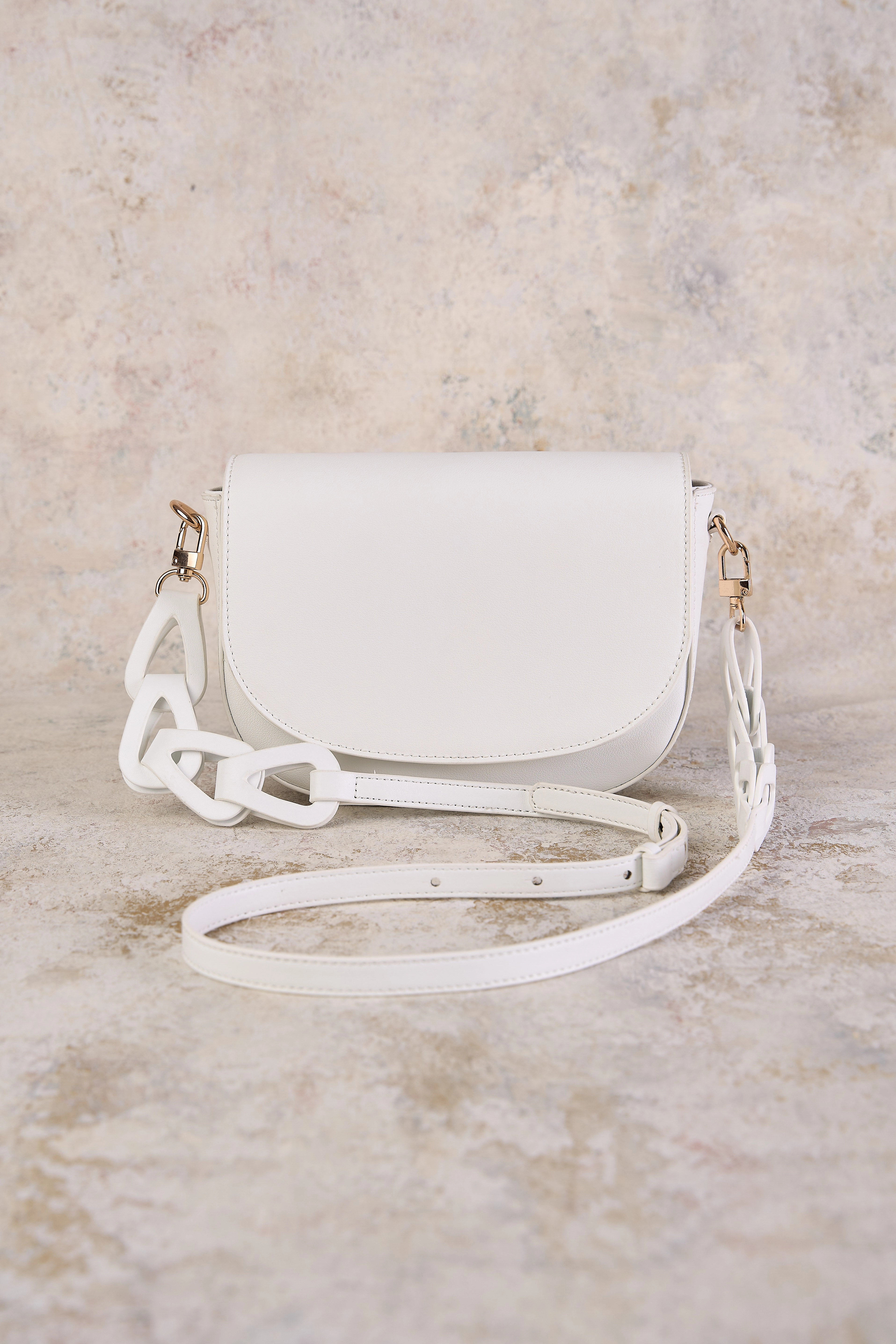 Braided Strap Crossbody Bag - White