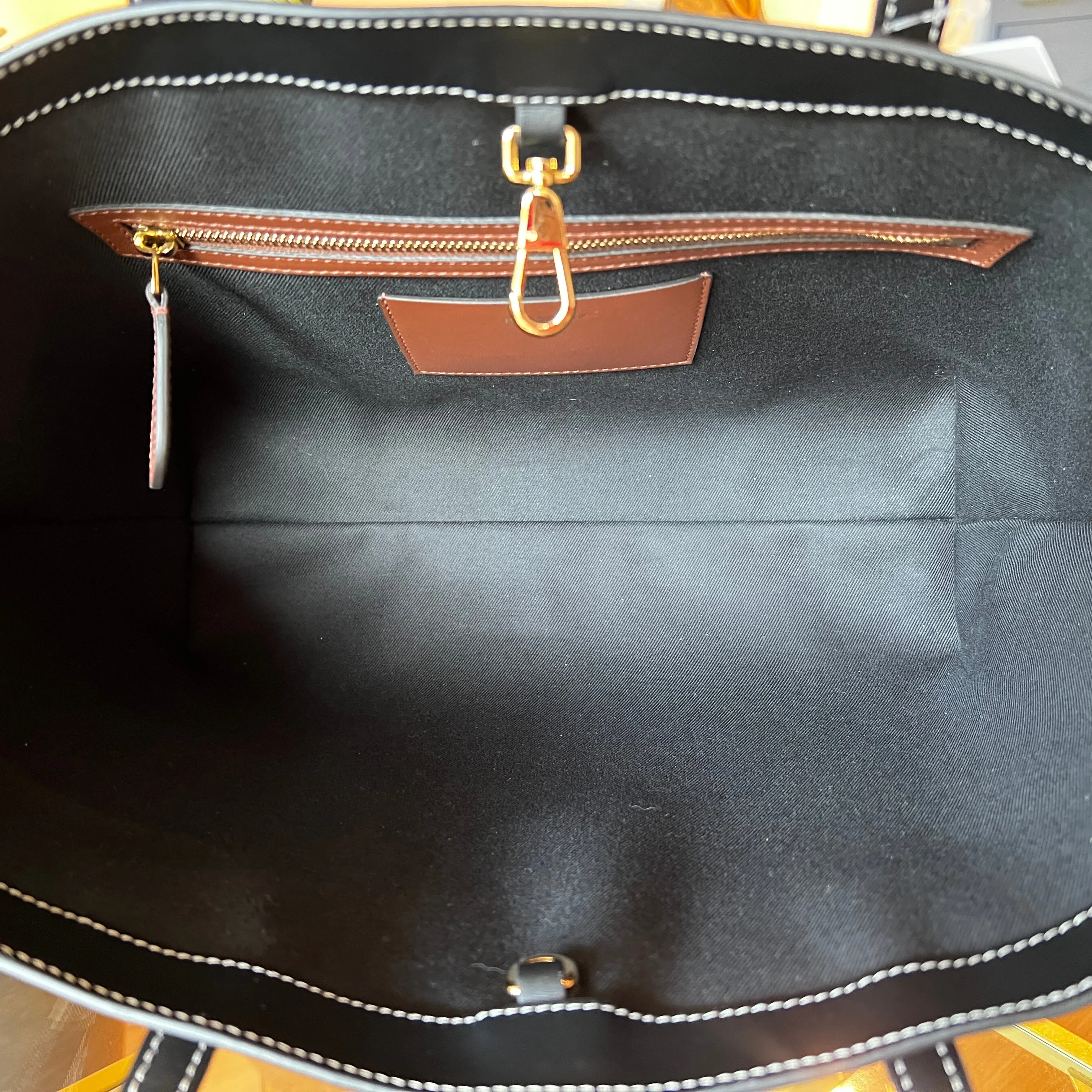 BURBERRY Birch Brown Calf Leather Check E-Canvas Tote Bag