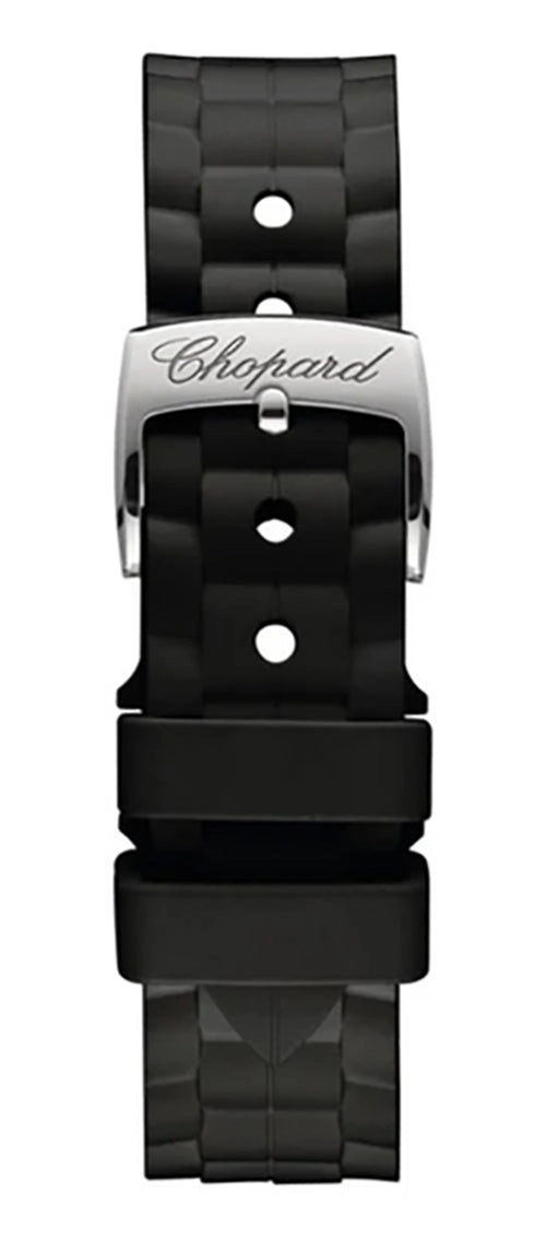 Chopard Happy Sport 18K Rose Gold & Stainless Steel White Dial White Rubber Interchangeable Black Rubber Strap Diamonds Quartz Womens Watch 278590-6001