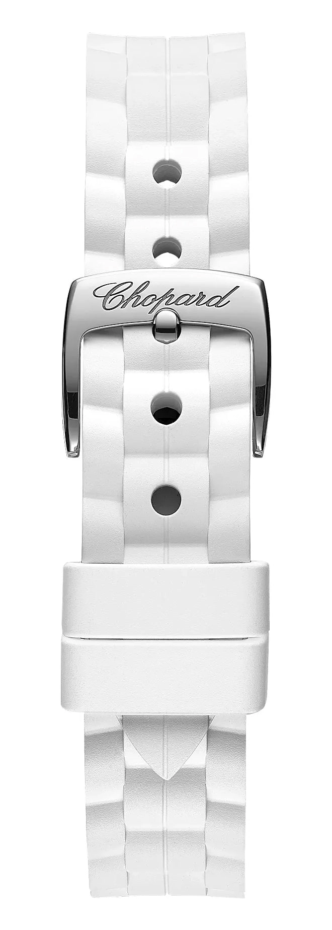 Chopard Happy Sport 18K Rose Gold & Stainless Steel White Dial White Rubber Interchangeable Black Rubber Strap Diamonds Quartz Womens Watch 278590-6001