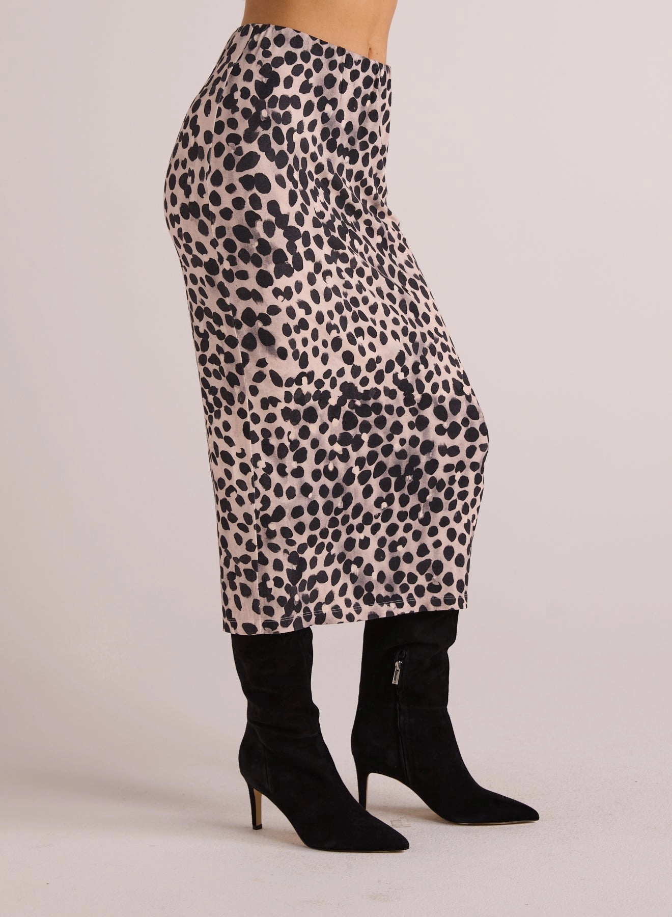 Clean Waist Straight Skirt - Winter Spots Print