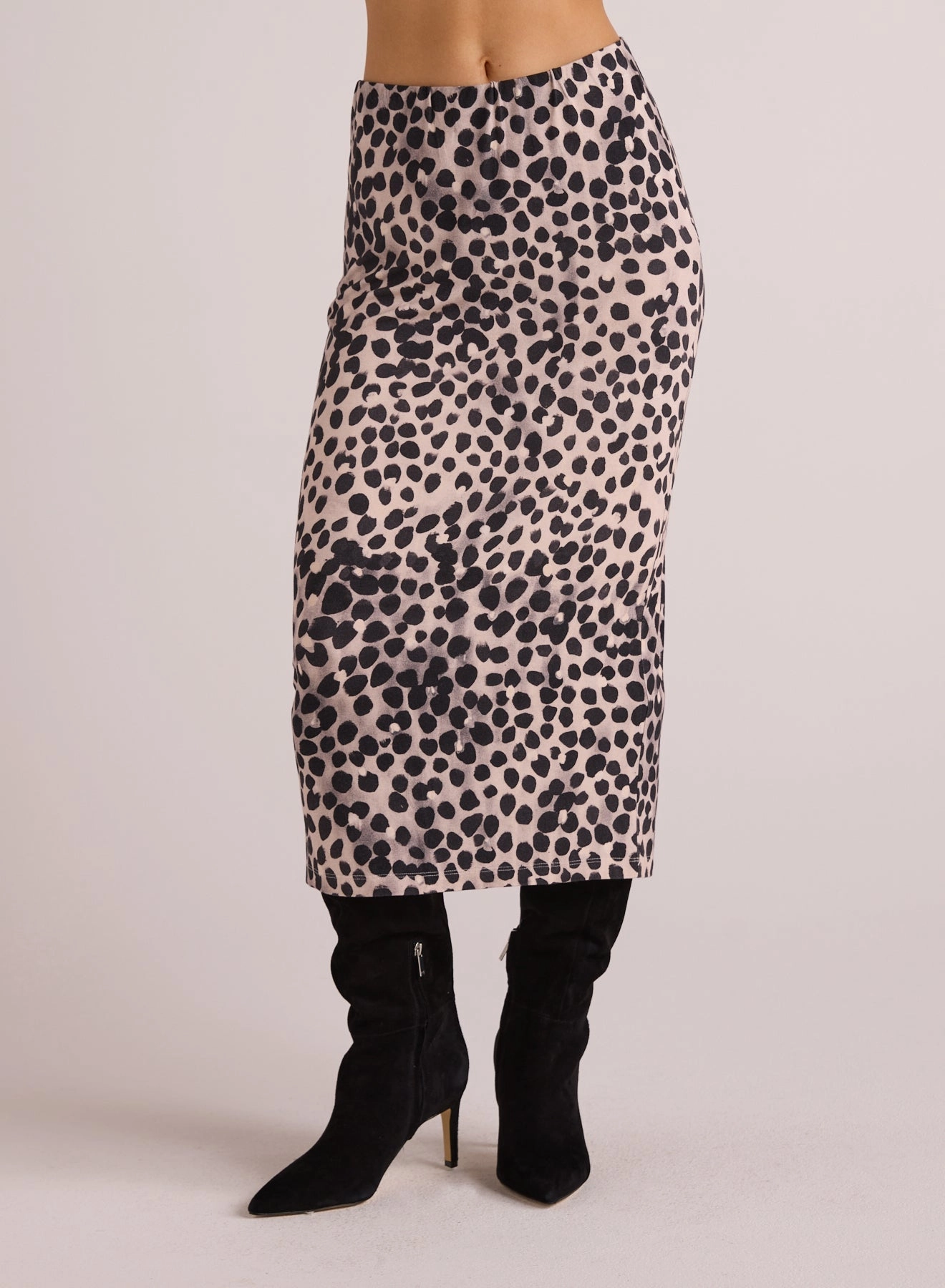Clean Waist Straight Skirt - Winter Spots Print