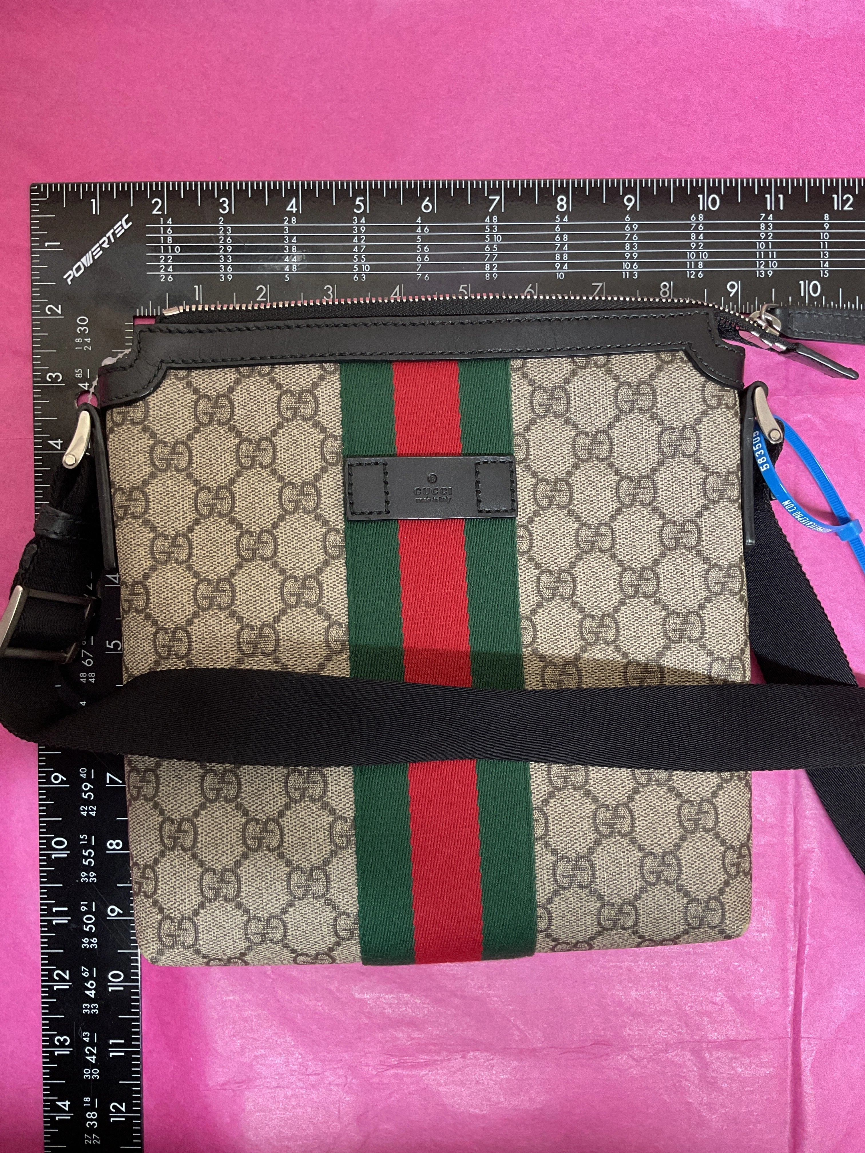 Crossbody Luxury Designer By Gucci In Green & Tan, Size:Small