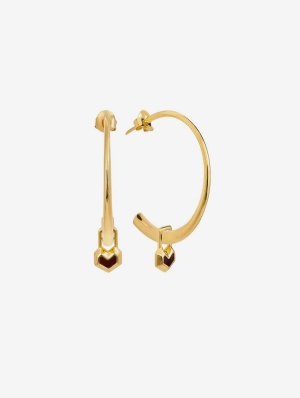 Daryl Charm 18k Gold Plated Small Hoops | Red Tiger Eye