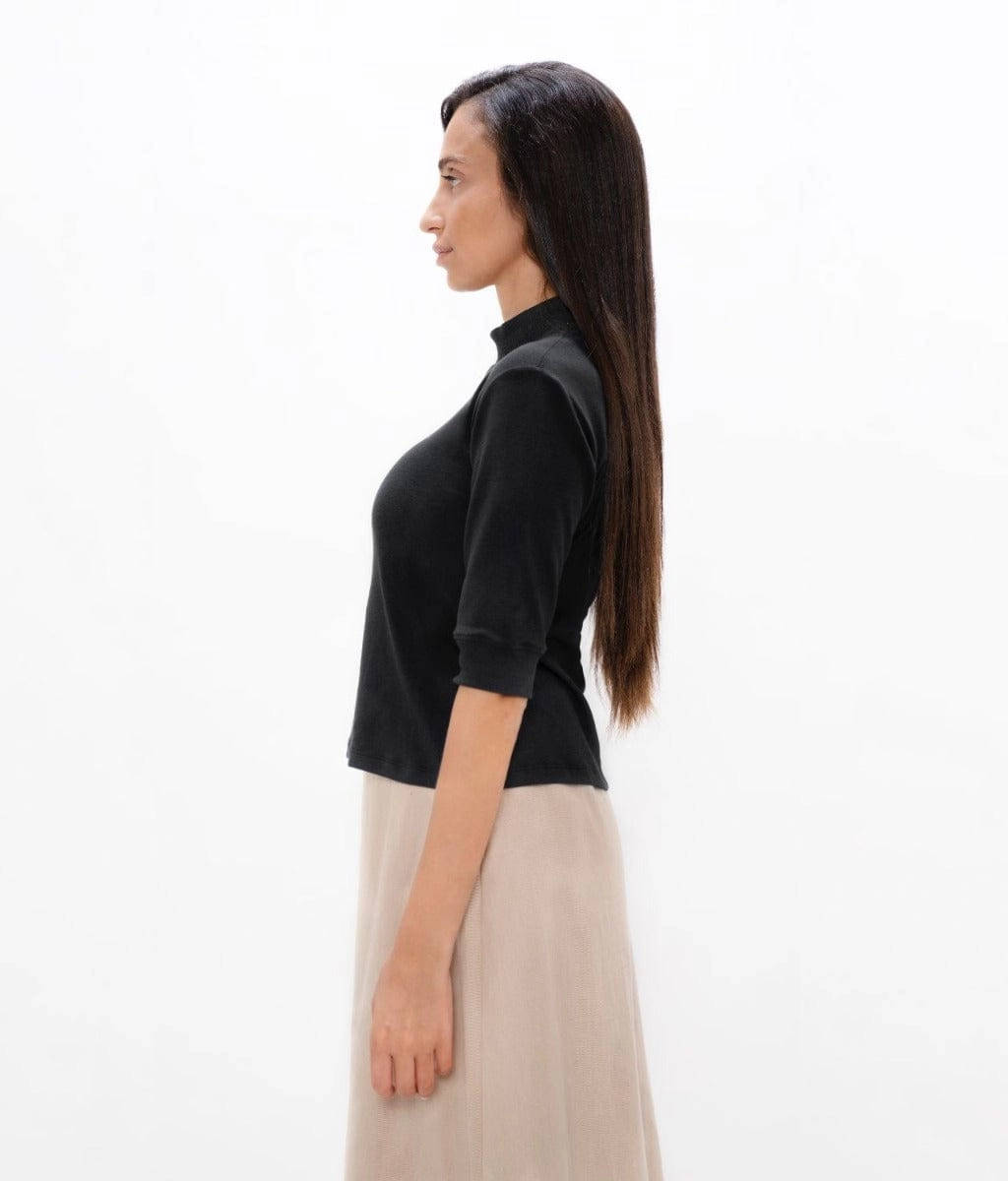 Doha PYRATEX® High Neck Top | Black Sand