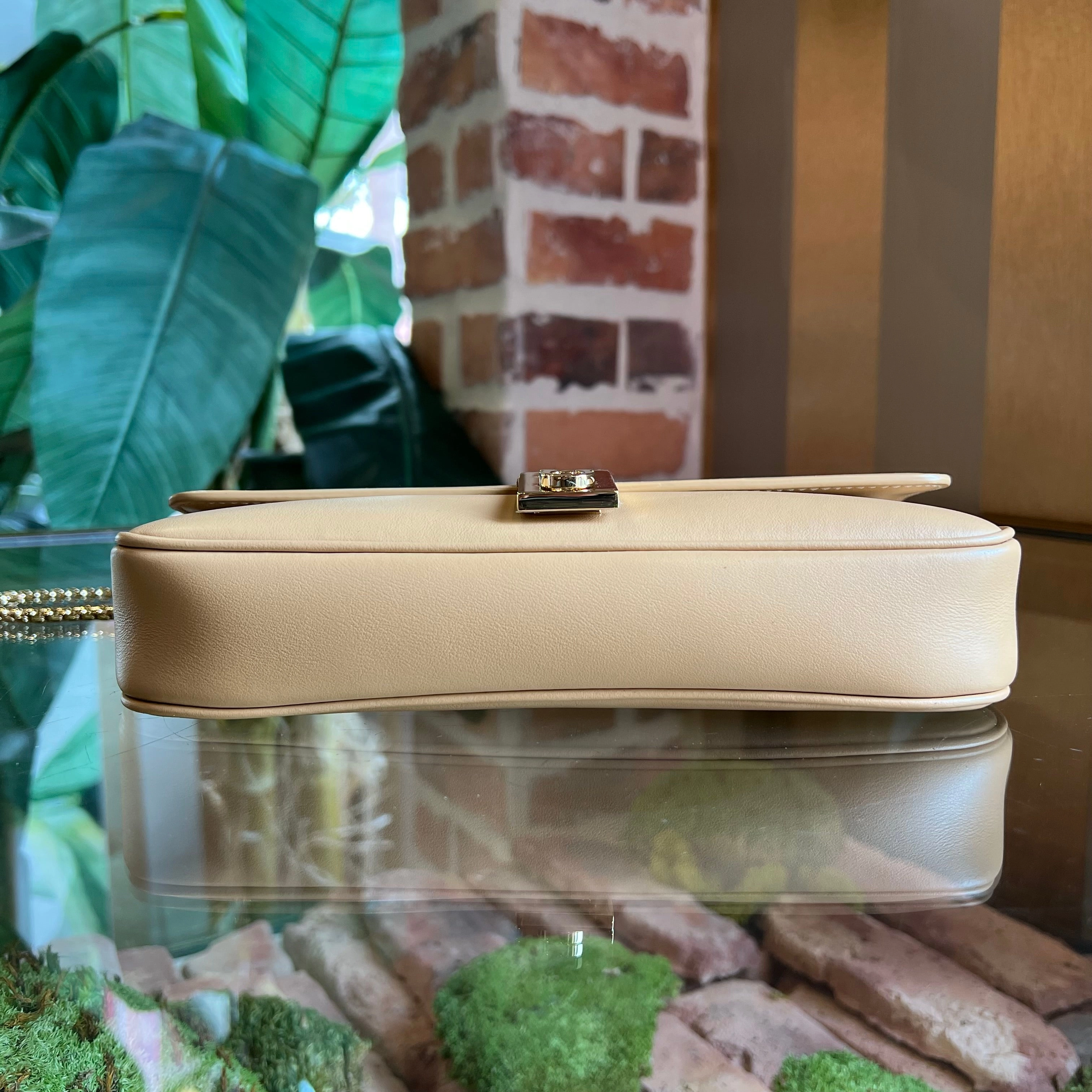 FERRAGAMO Arch Mini Beige Leather Crossbody Bag