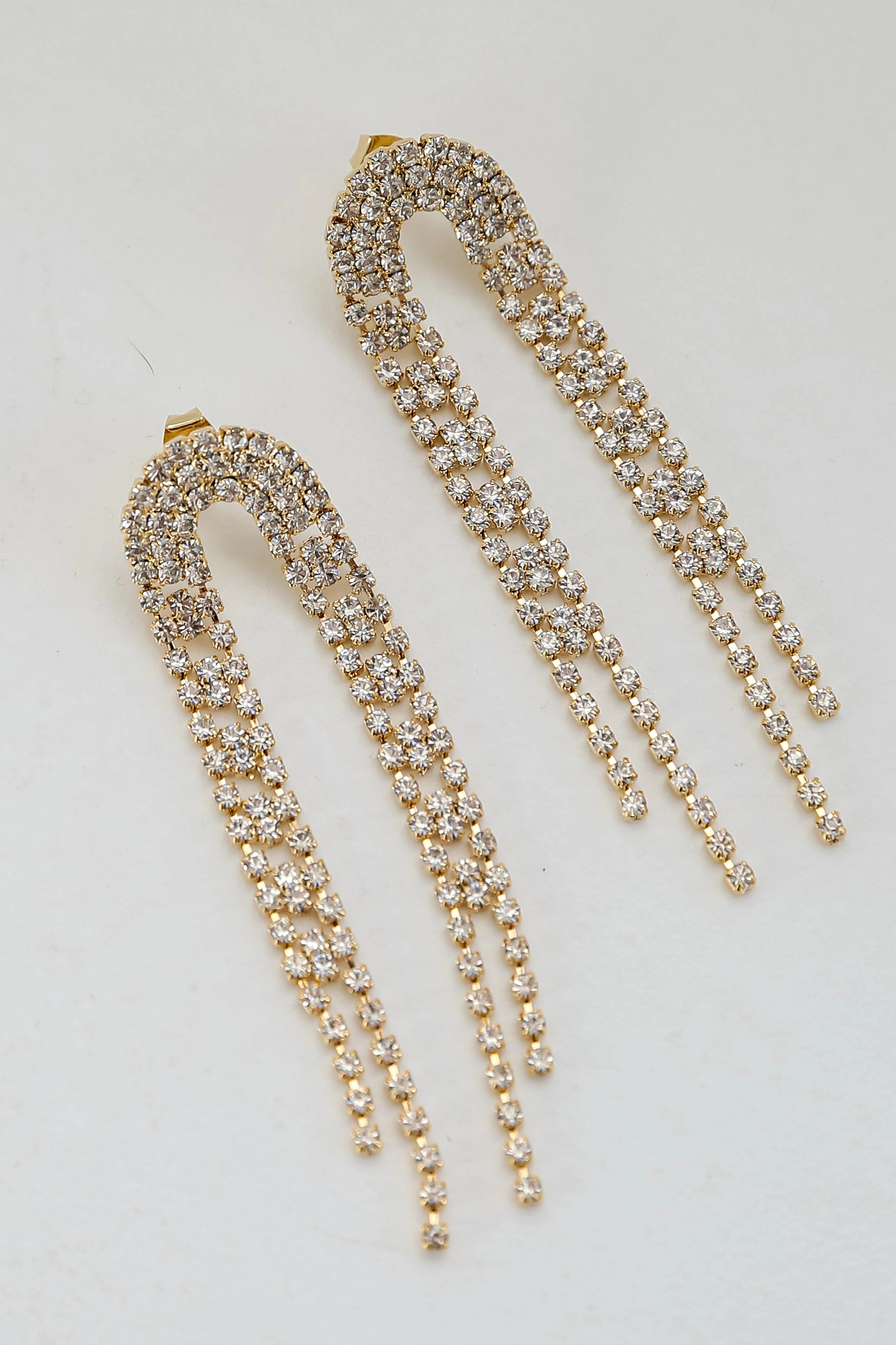 FINAL SALE - Alexa Gold Rhinestone Fringe Earrings