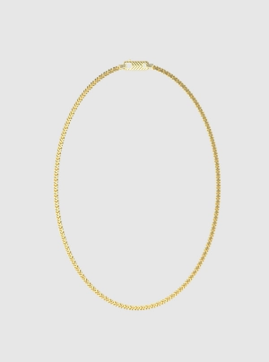 Gold Textured Hook Chain Necklace