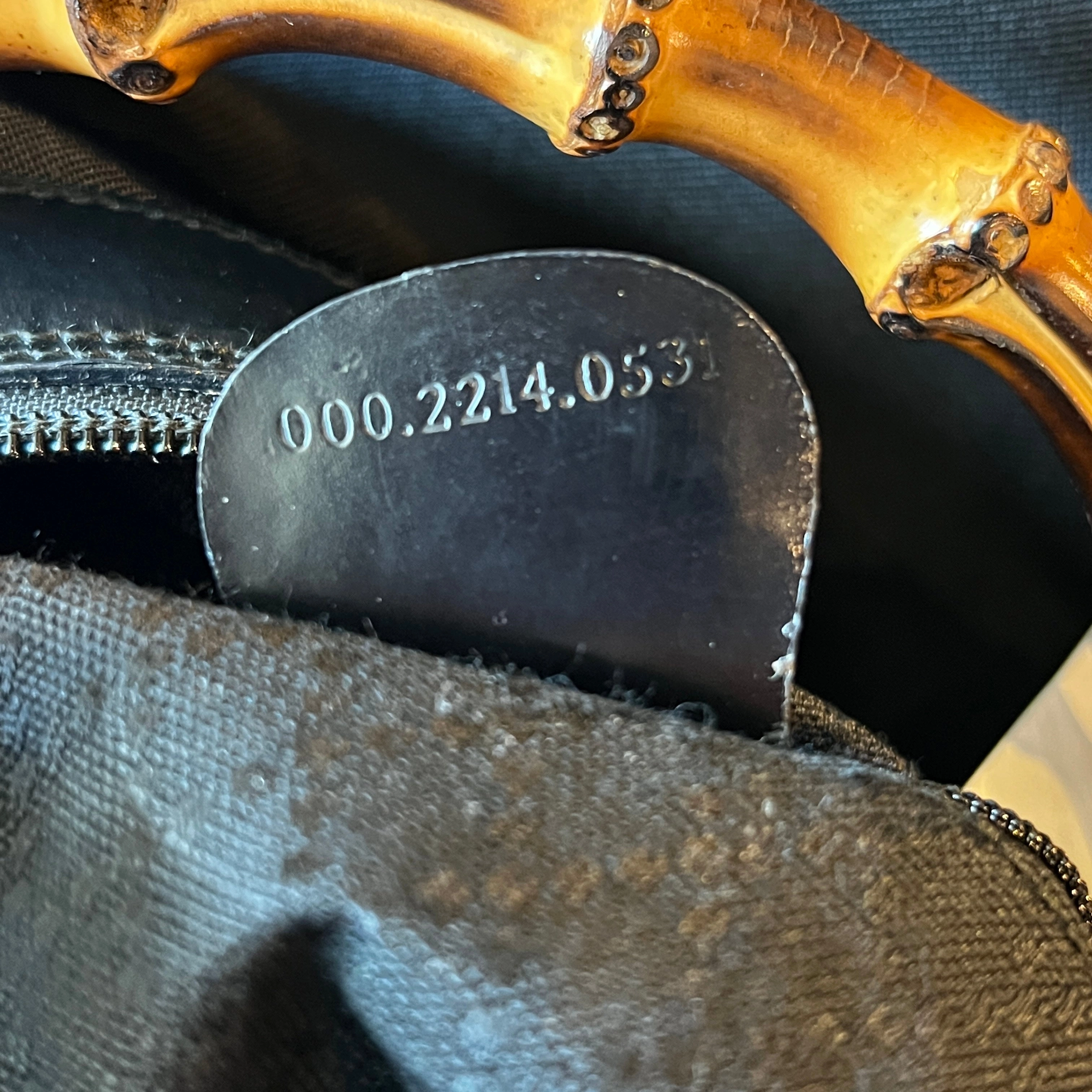 GUCCI bamboo Nylon Canvas and Leather Handbag