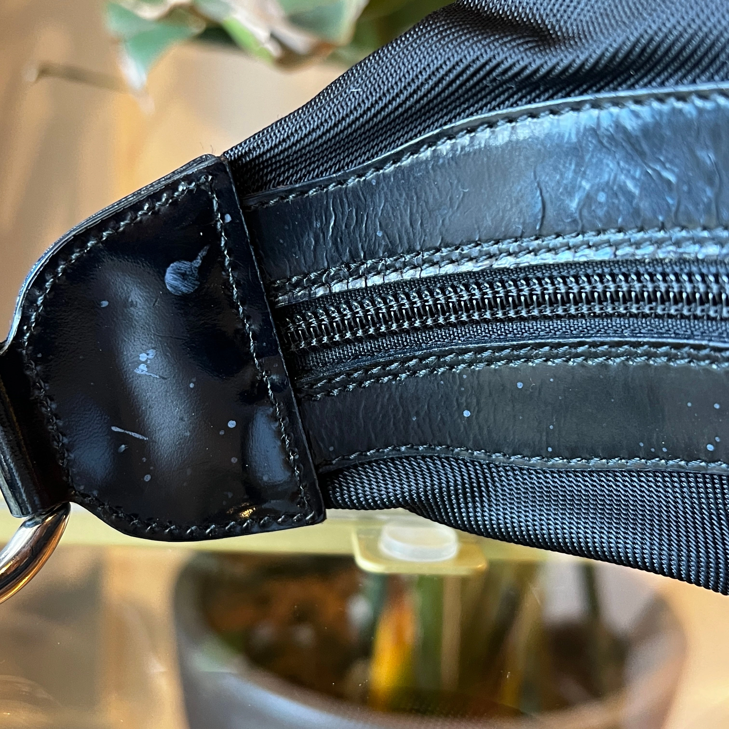 GUCCI bamboo Nylon Canvas and Leather Handbag