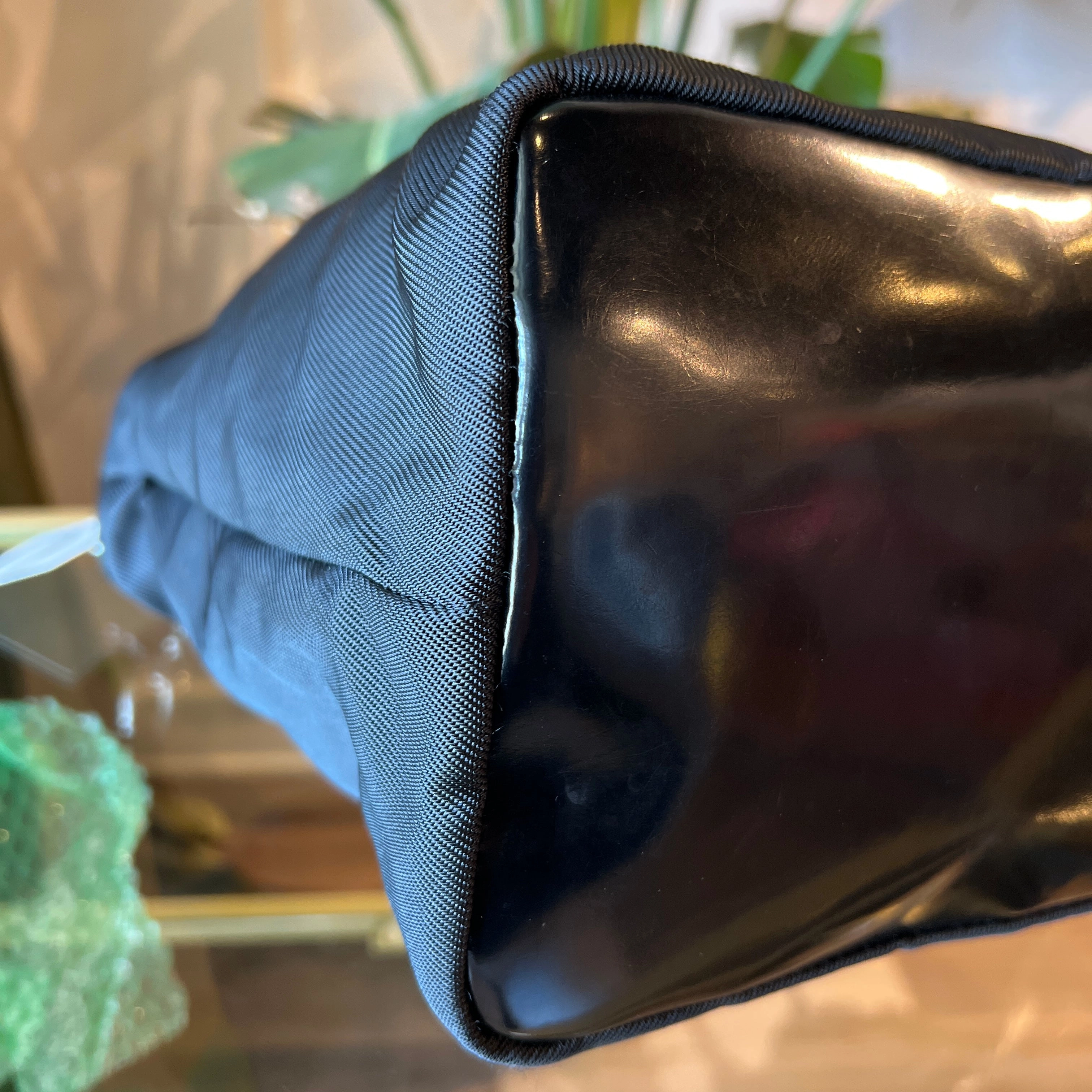 GUCCI bamboo Nylon Canvas and Leather Handbag