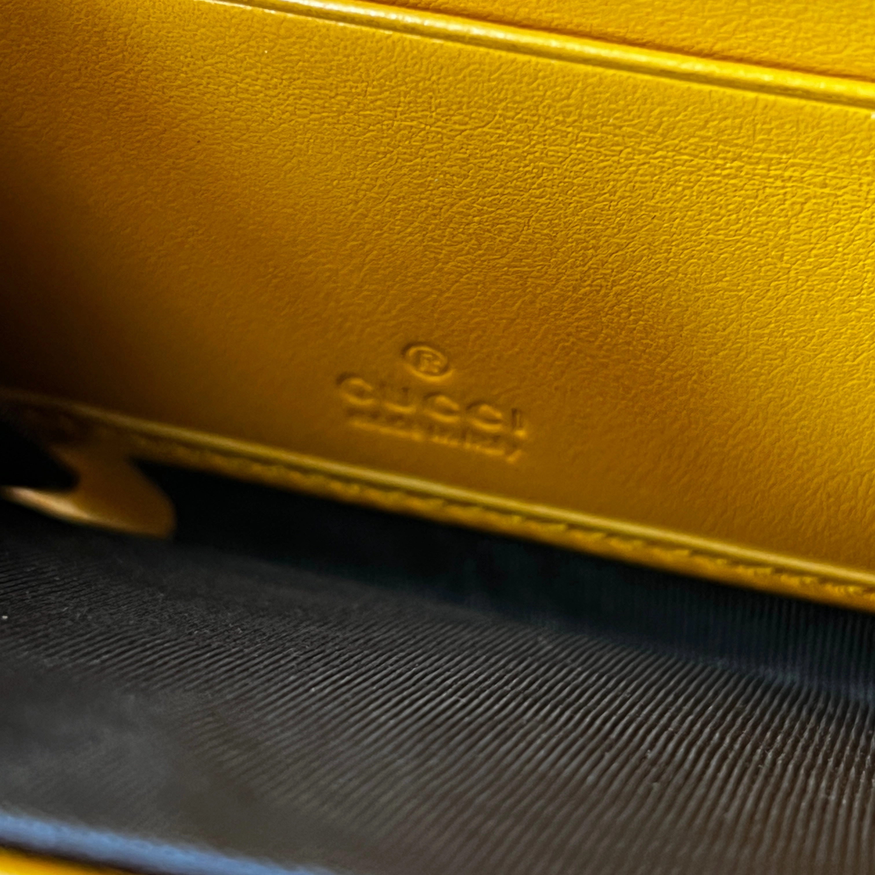 GUCCI GG Yellow Embossed Leather Zip Around Wallet