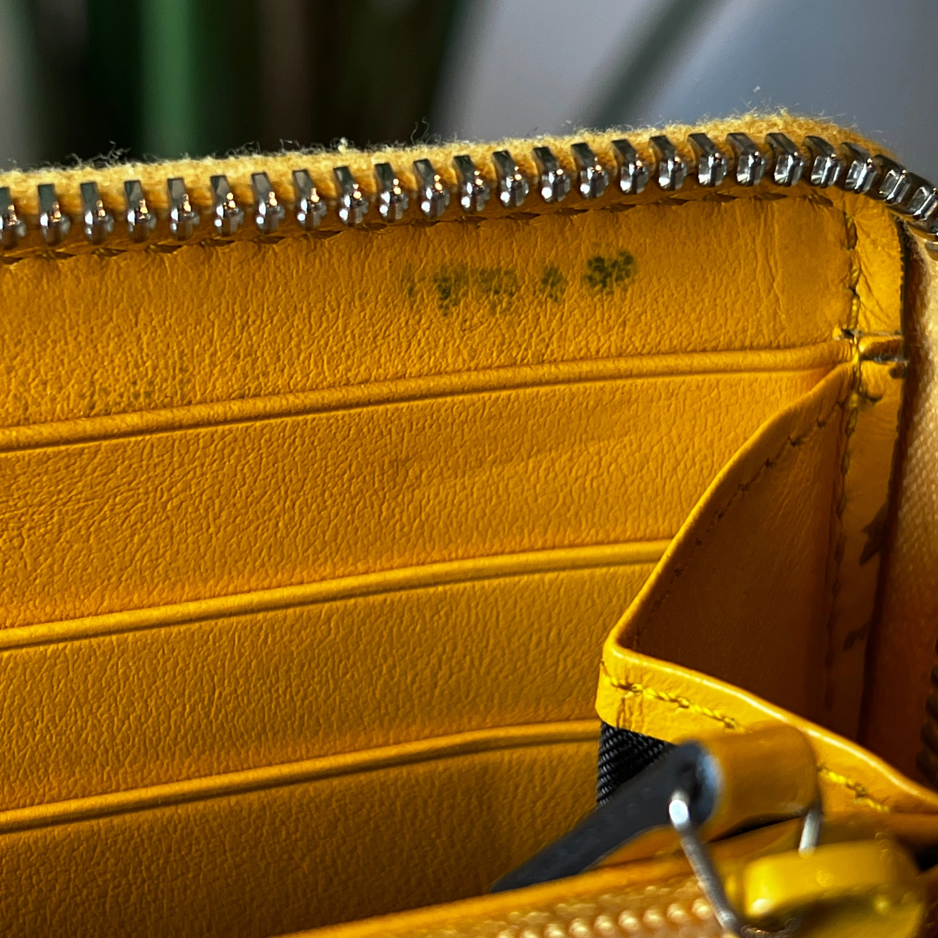 GUCCI GG Yellow Embossed Leather Zip Around Wallet