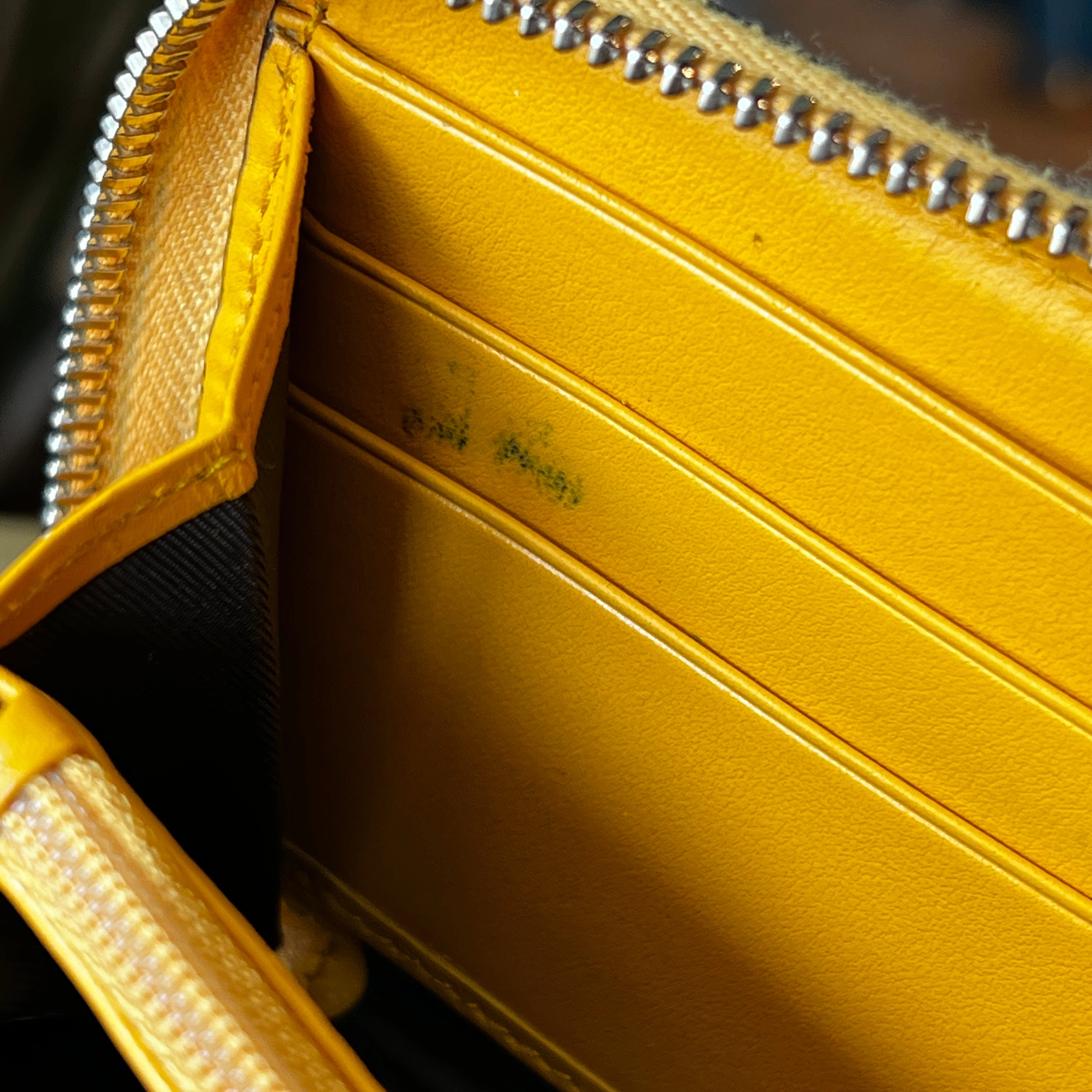 GUCCI GG Yellow Embossed Leather Zip Around Wallet