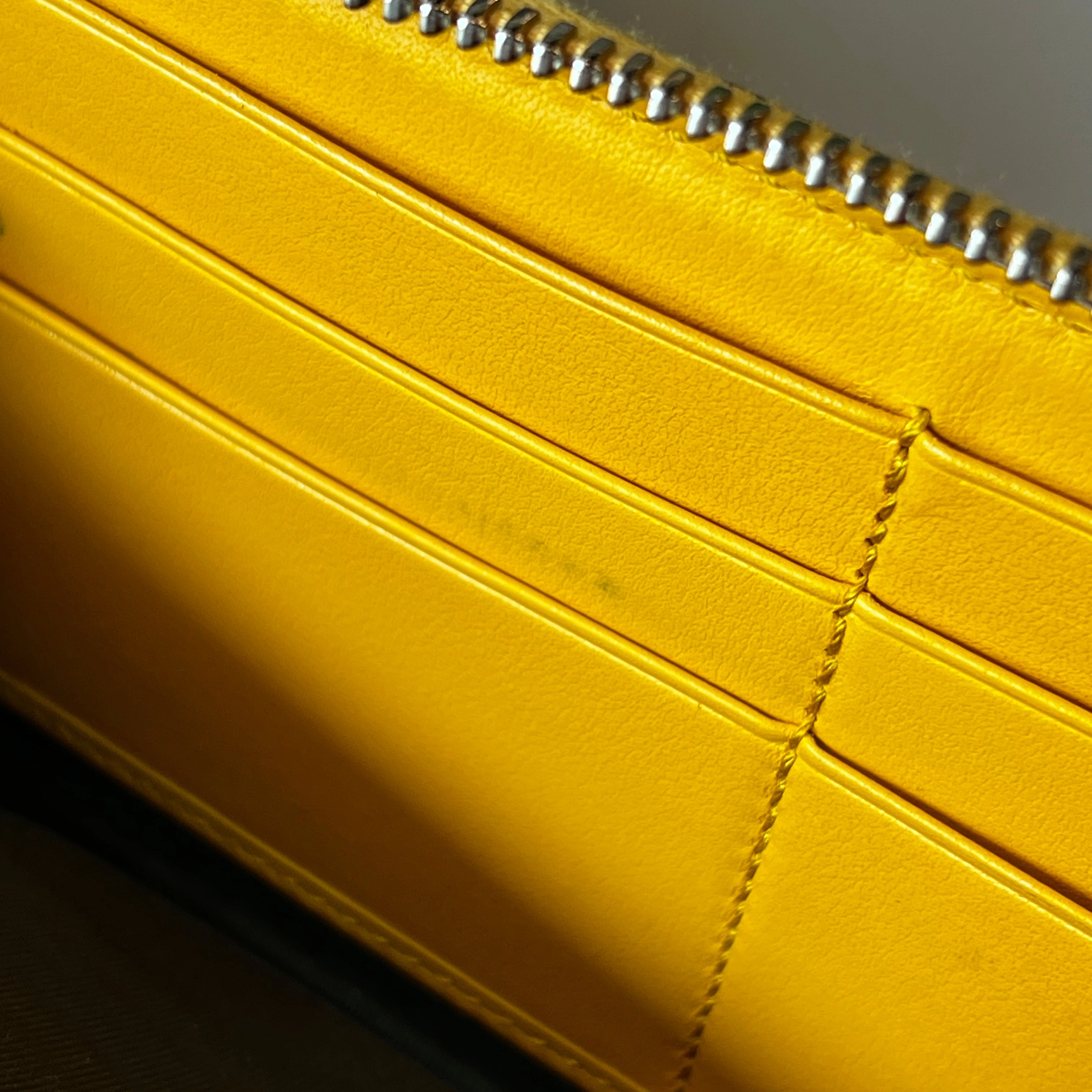 GUCCI GG Yellow Embossed Leather Zip Around Wallet
