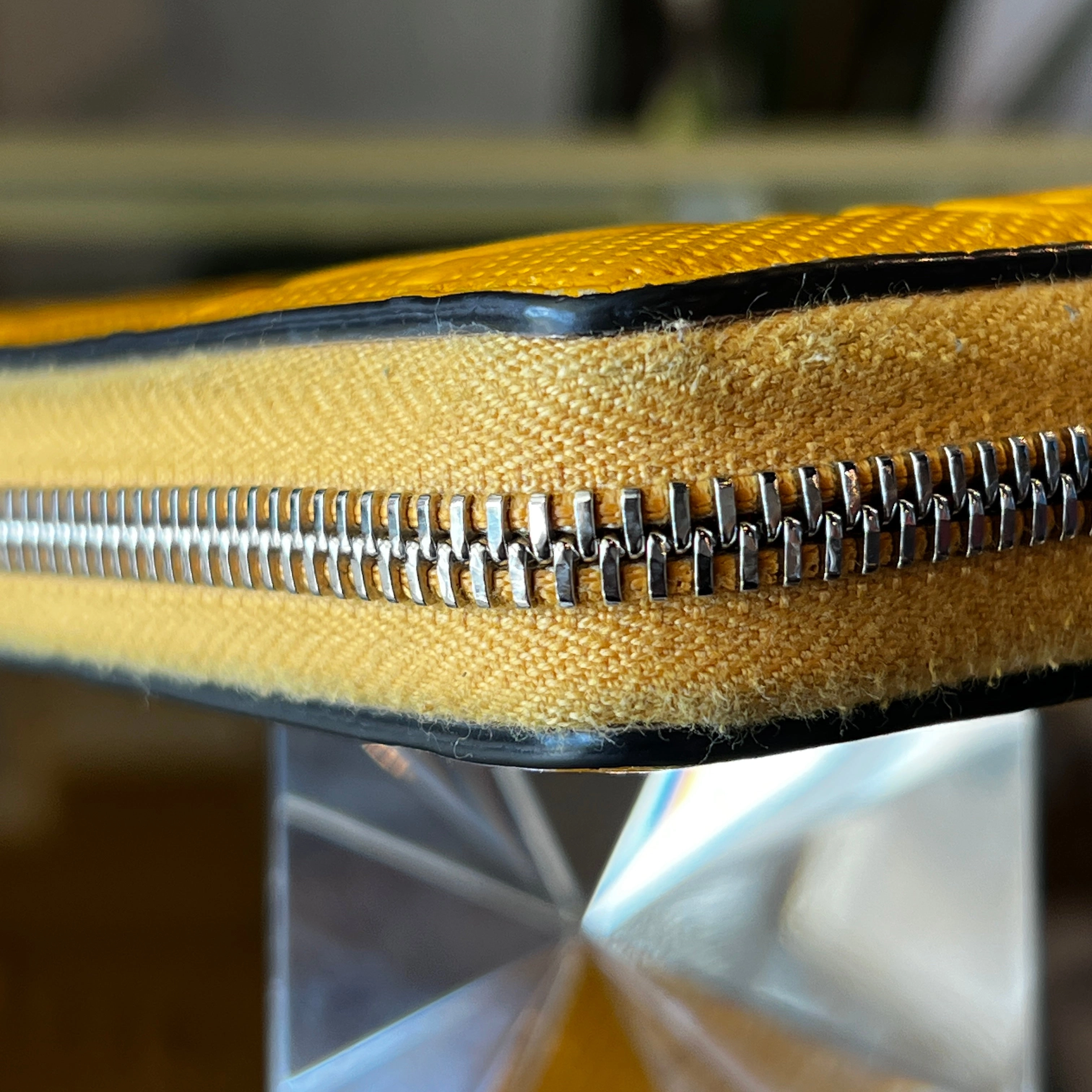 GUCCI GG Yellow Embossed Leather Zip Around Wallet