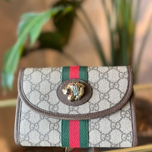 GUCCI Mini Rajah GG Supreme Web Canvas Wallet On Chain