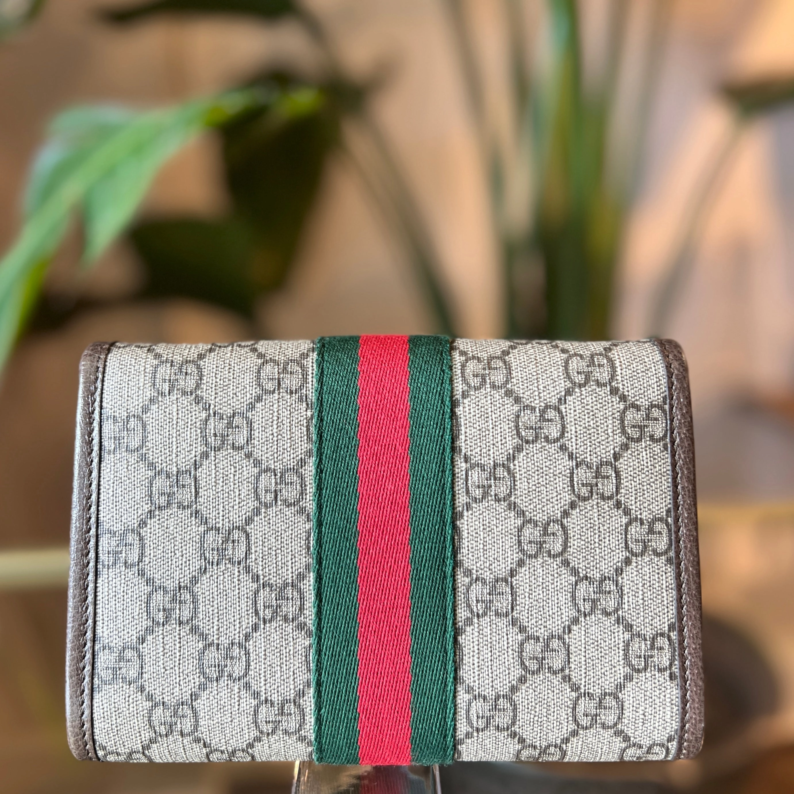 GUCCI Mini Rajah GG Supreme Web Canvas Wallet On Chain