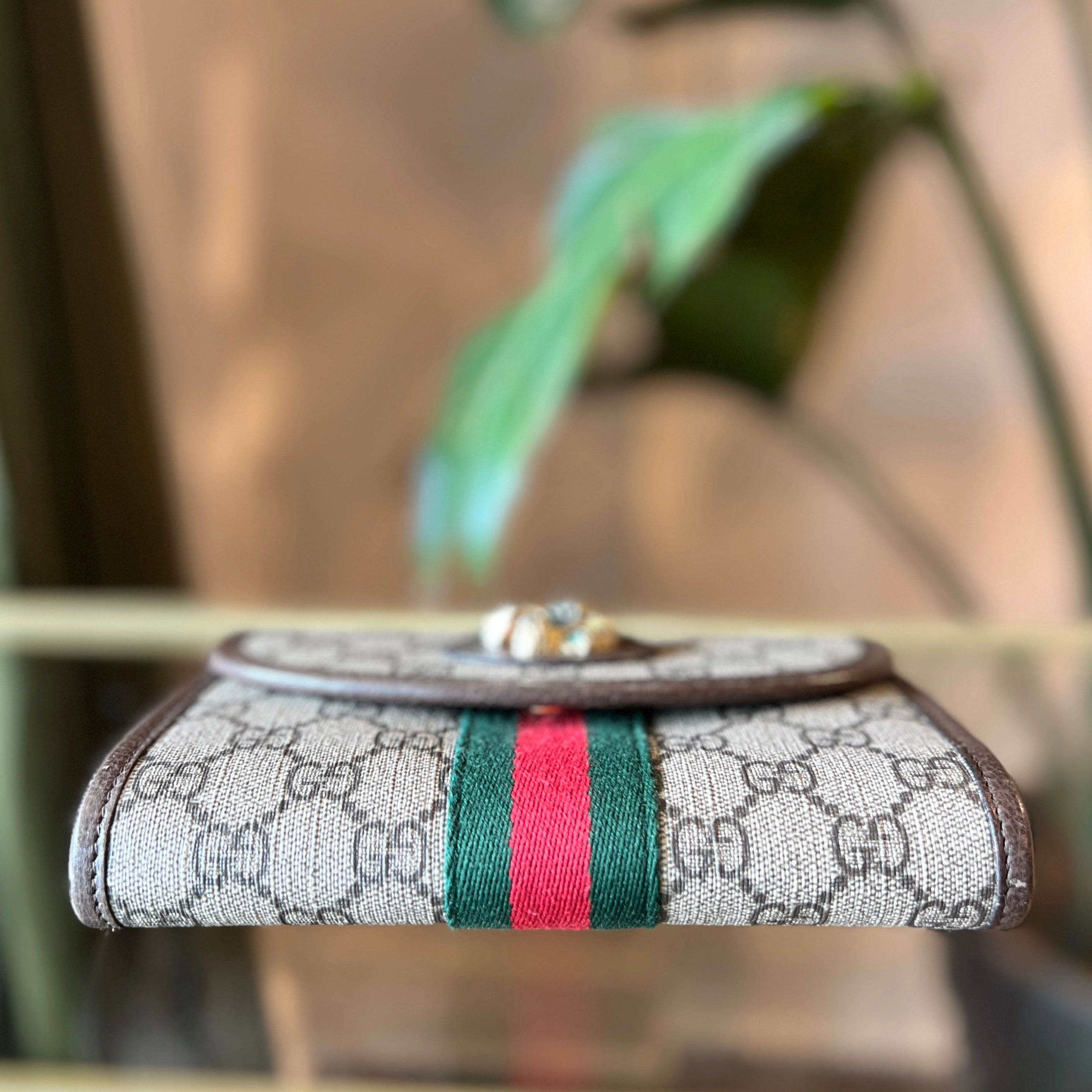 GUCCI Mini Rajah GG Supreme Web Canvas Wallet On Chain