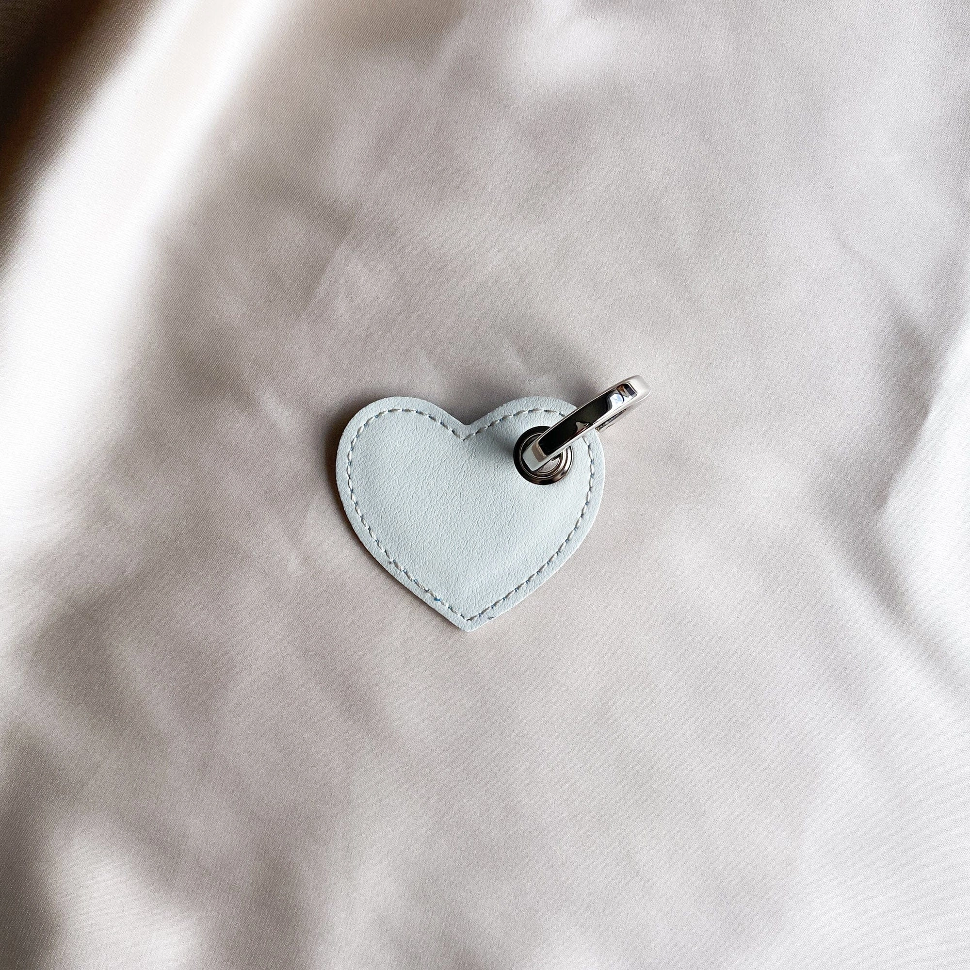 Heart Vegan Apple Leather Key Ring | Blue & White