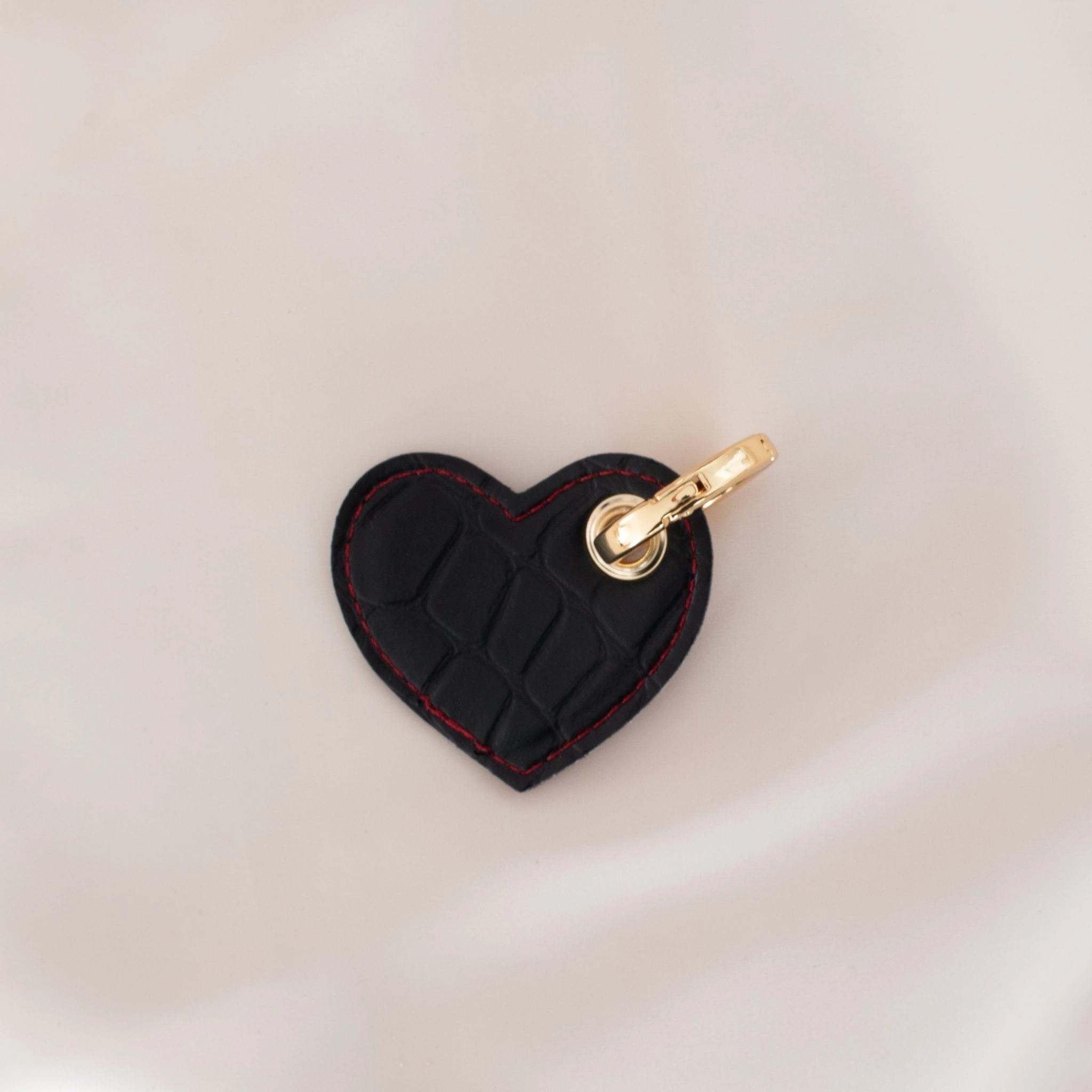 Heart Vegan Apple Leather Key Ring | Bordeaux & Black