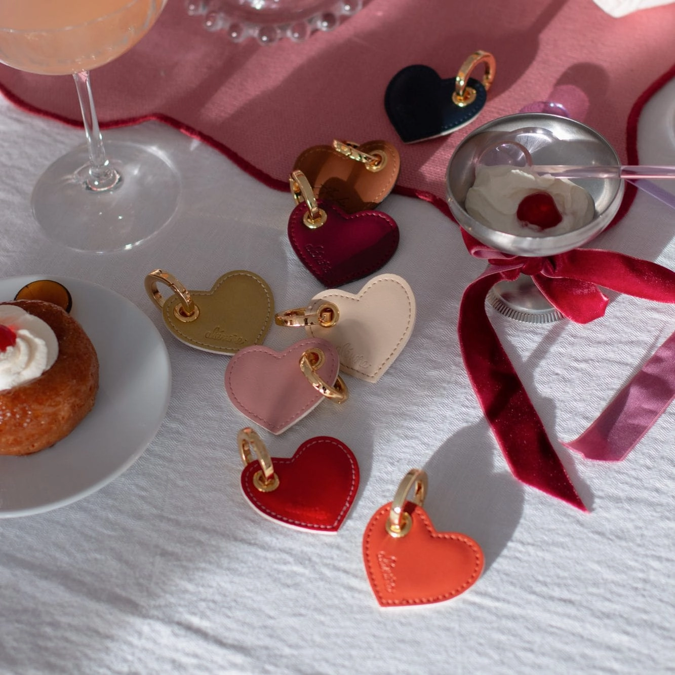 Heart Vegan Apple Leather Key Ring | Bordeaux & Black