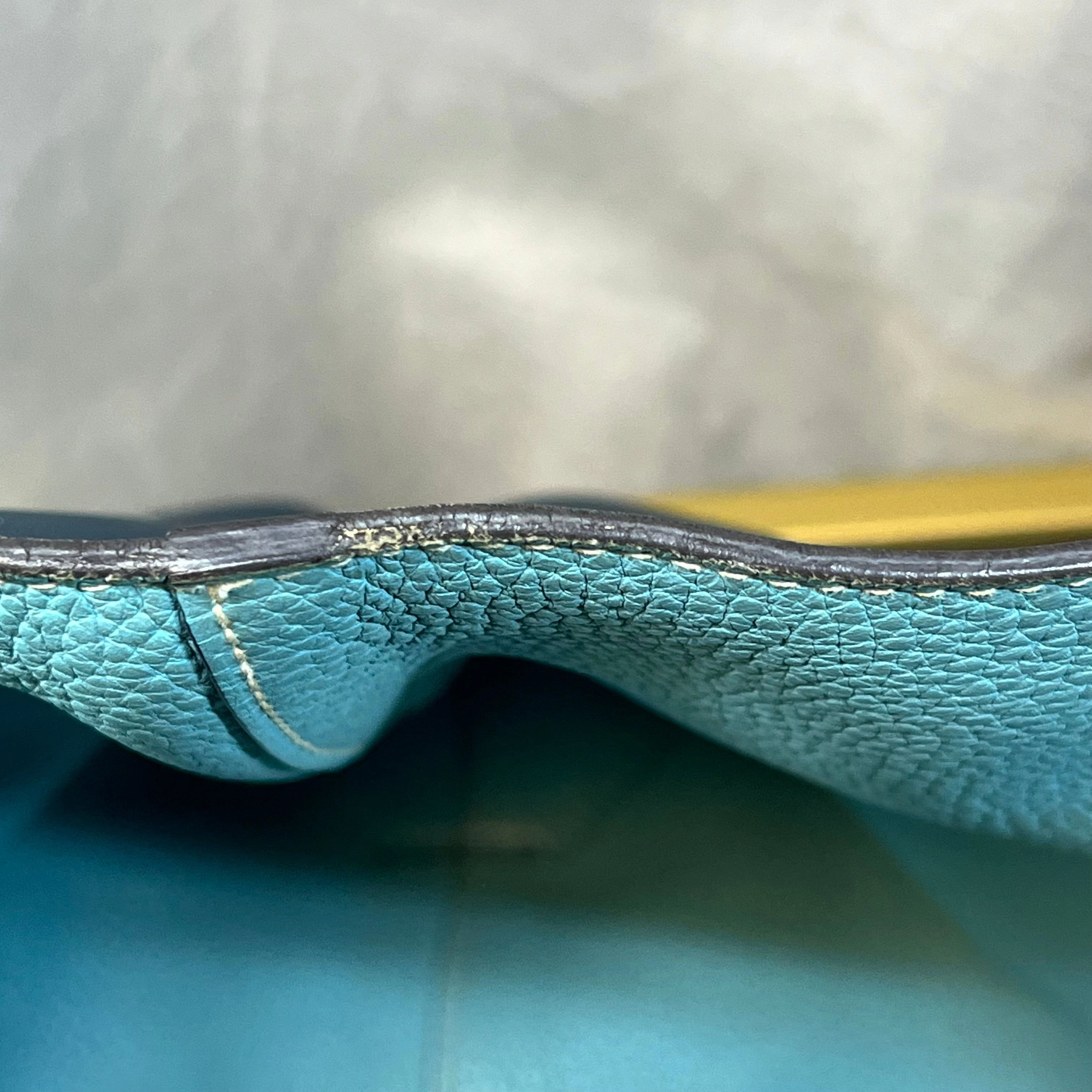 HERMES Double Sens Aqua Colvert Taurillon Clemence Swift Reversible Tote Bag