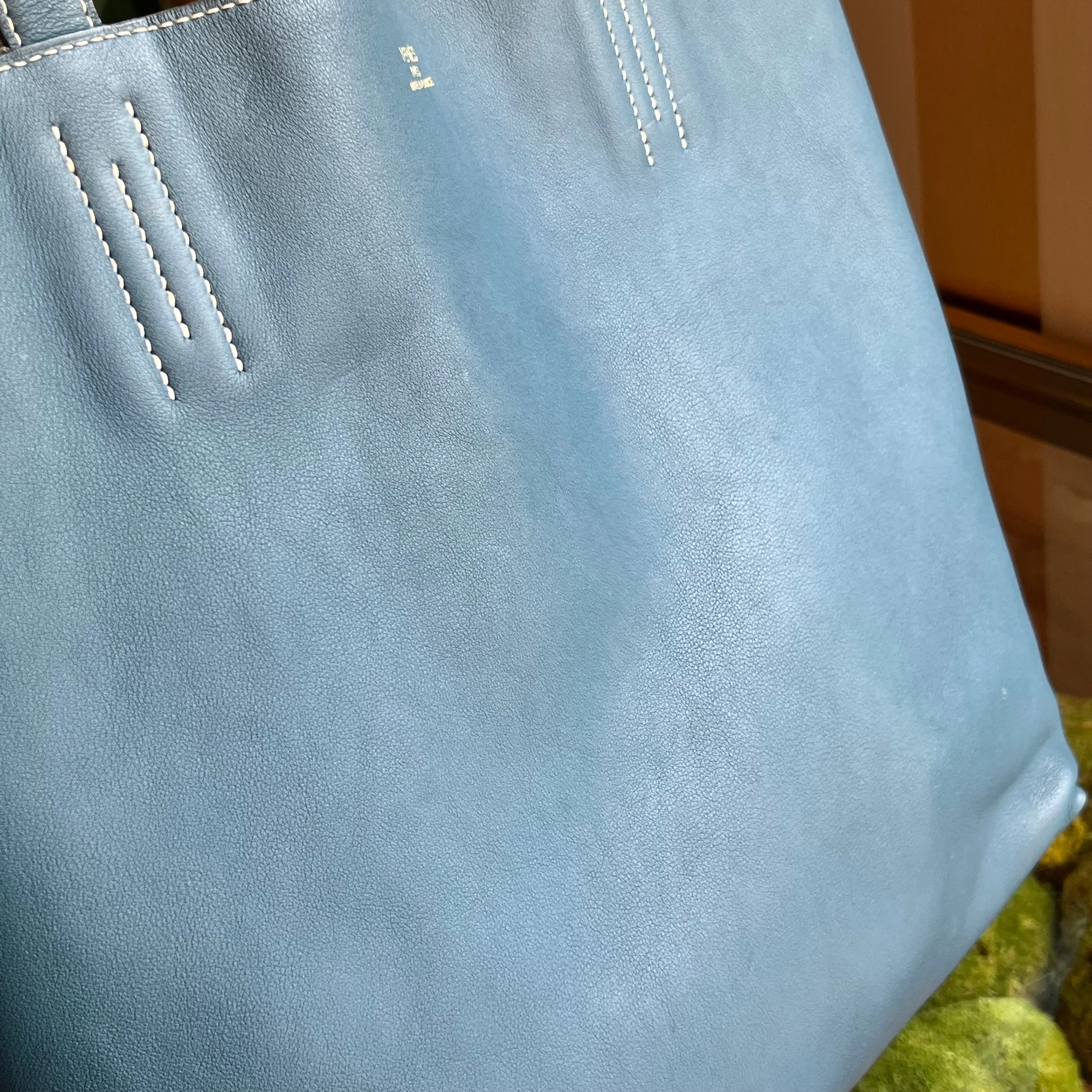 HERMES Double Sens Aqua Colvert Taurillon Clemence Swift Reversible Tote Bag