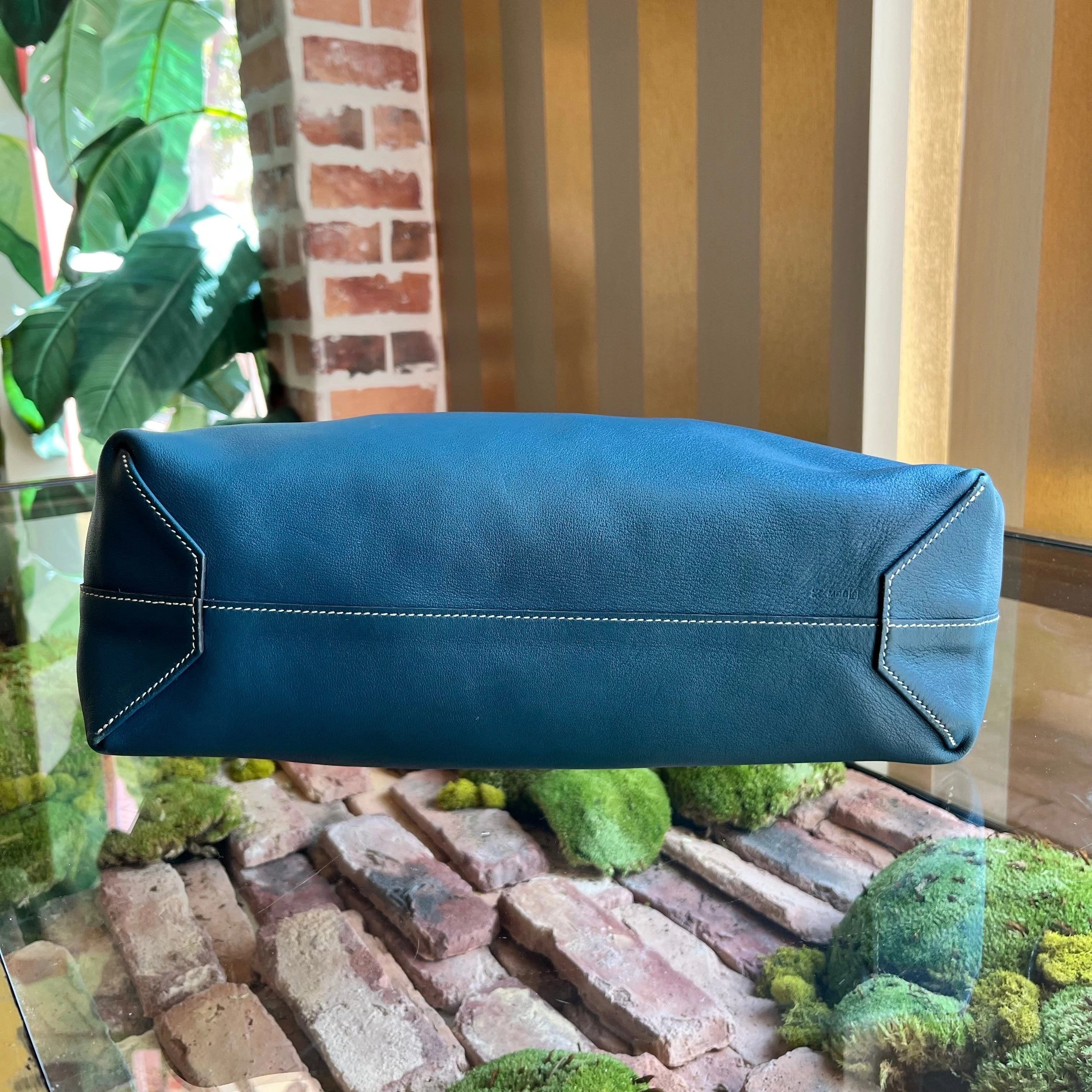 HERMES Double Sens Aqua Colvert Taurillon Clemence Swift Reversible Tote Bag