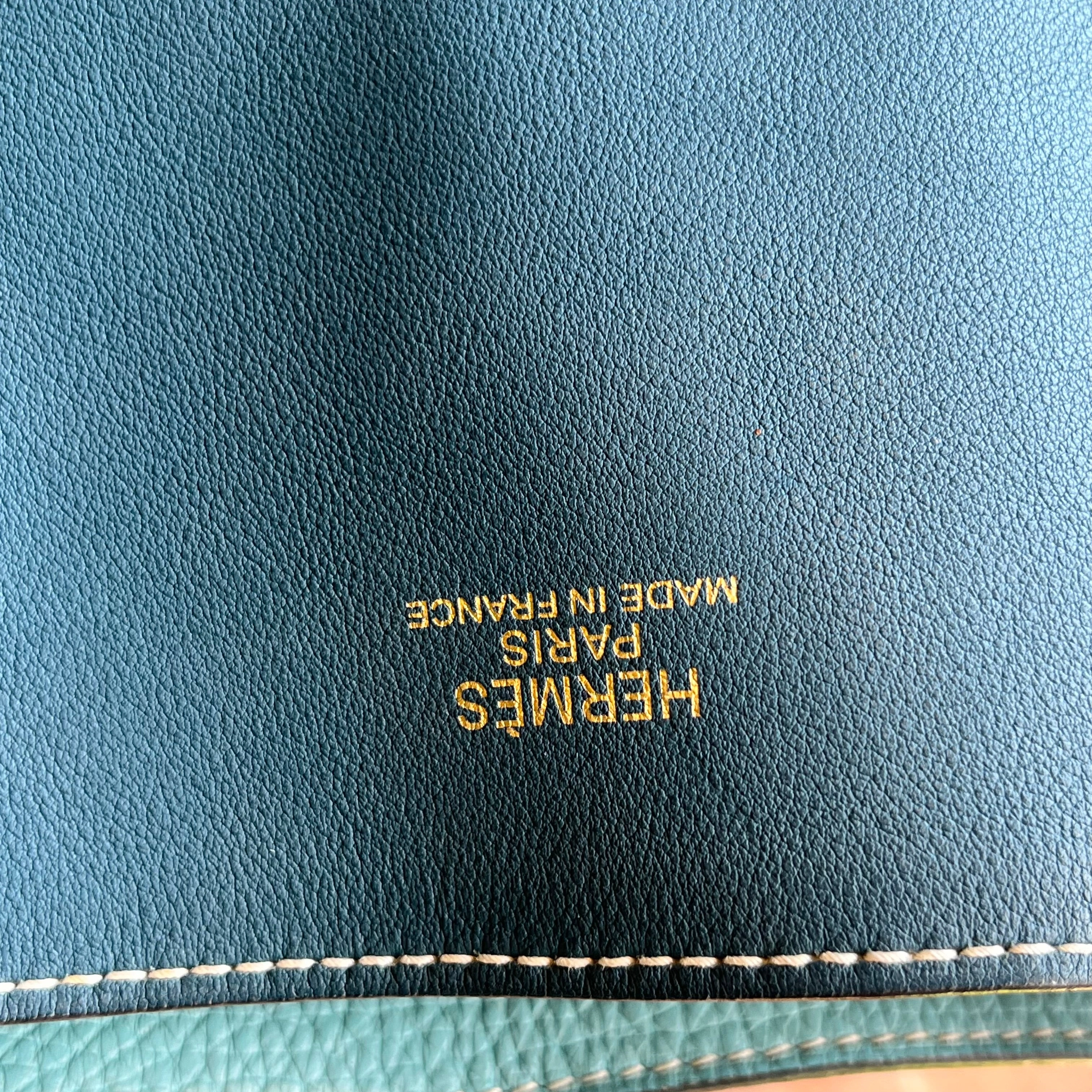 HERMES Double Sens Aqua Colvert Taurillon Clemence Swift Reversible Tote Bag