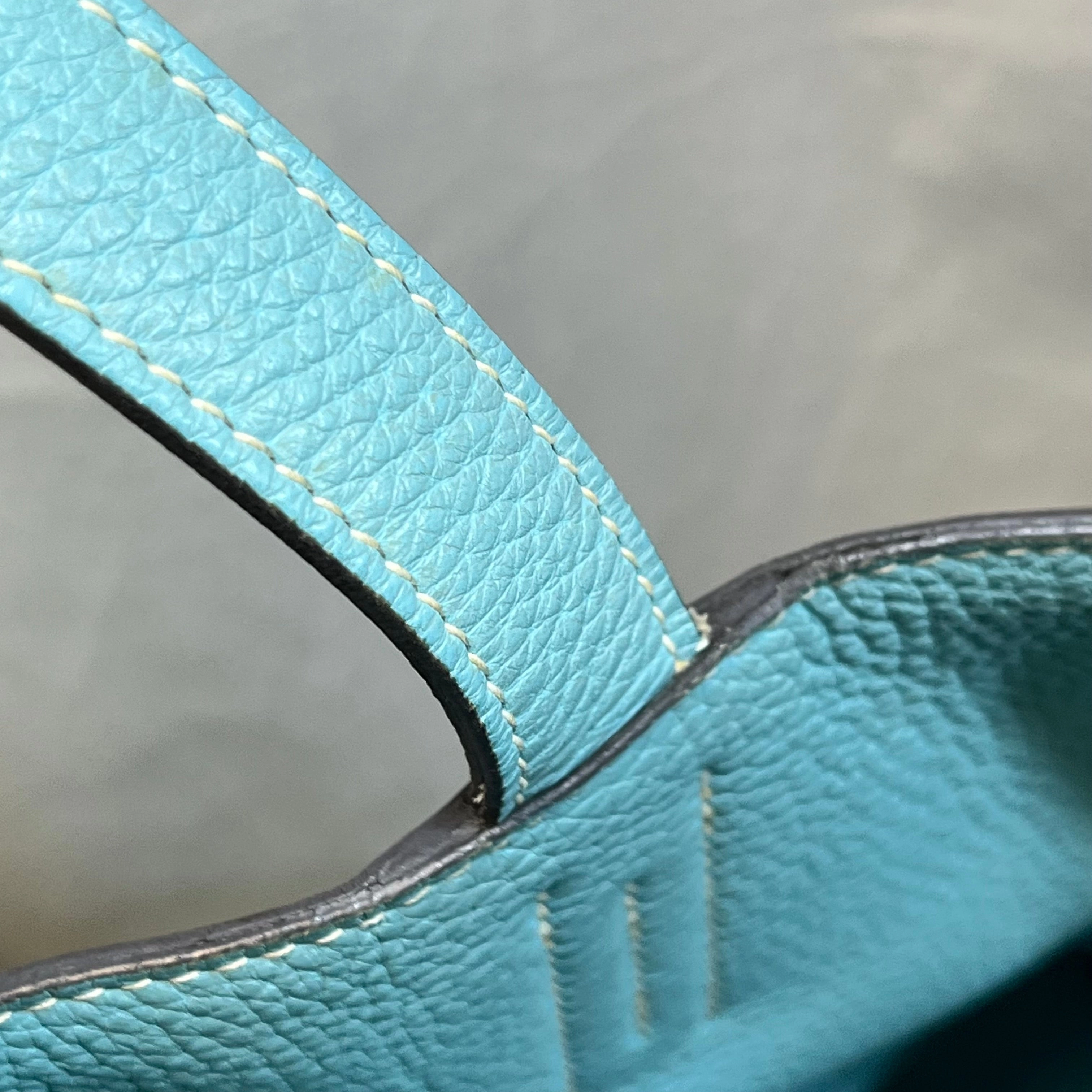 HERMES Double Sens Aqua Colvert Taurillon Clemence Swift Reversible Tote Bag