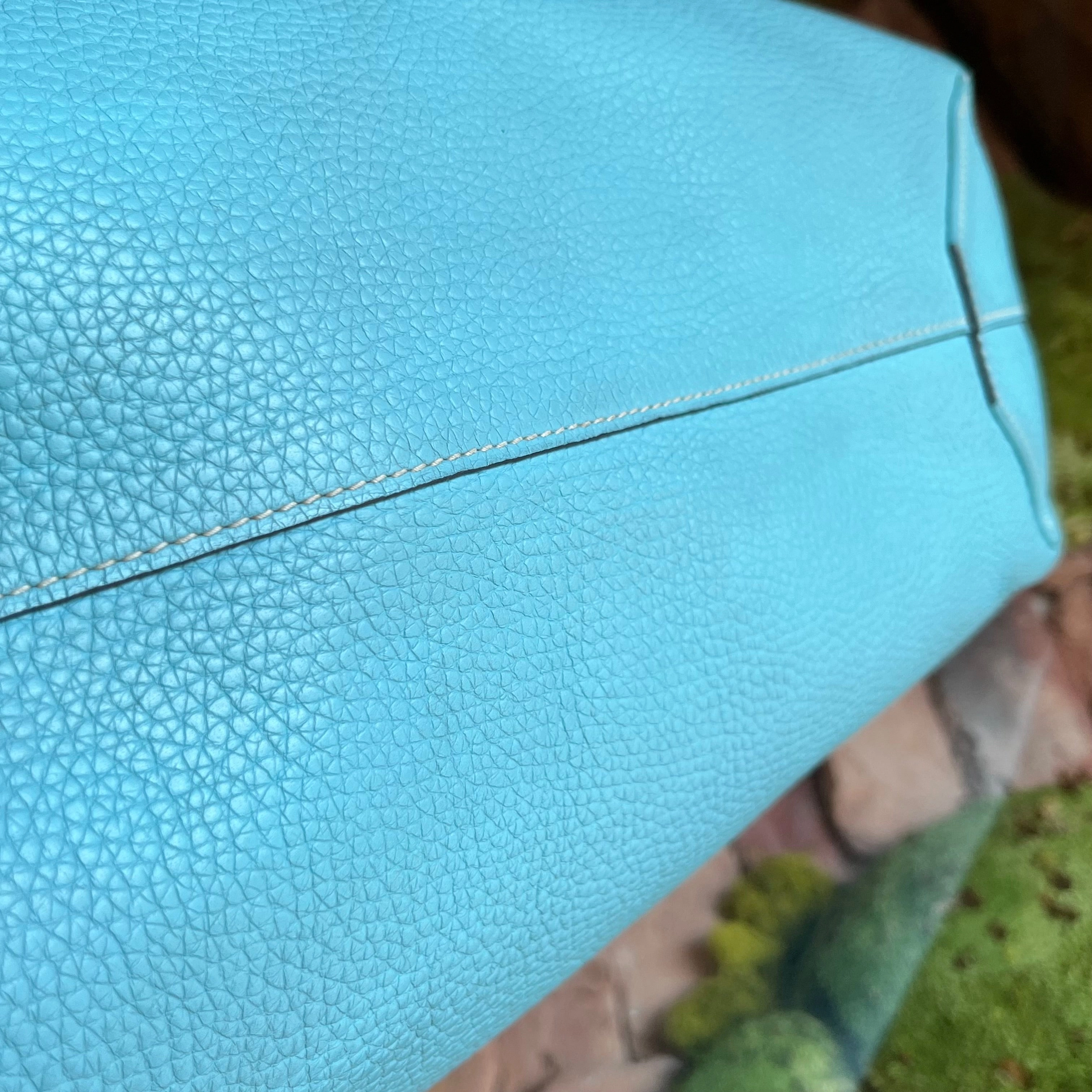 HERMES Double Sens Aqua Colvert Taurillon Clemence Swift Reversible Tote Bag
