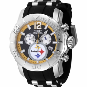Invicta Men's Watch - NFL Pittsburgh Steelers Chrono Black and Silver Strap | 48001
