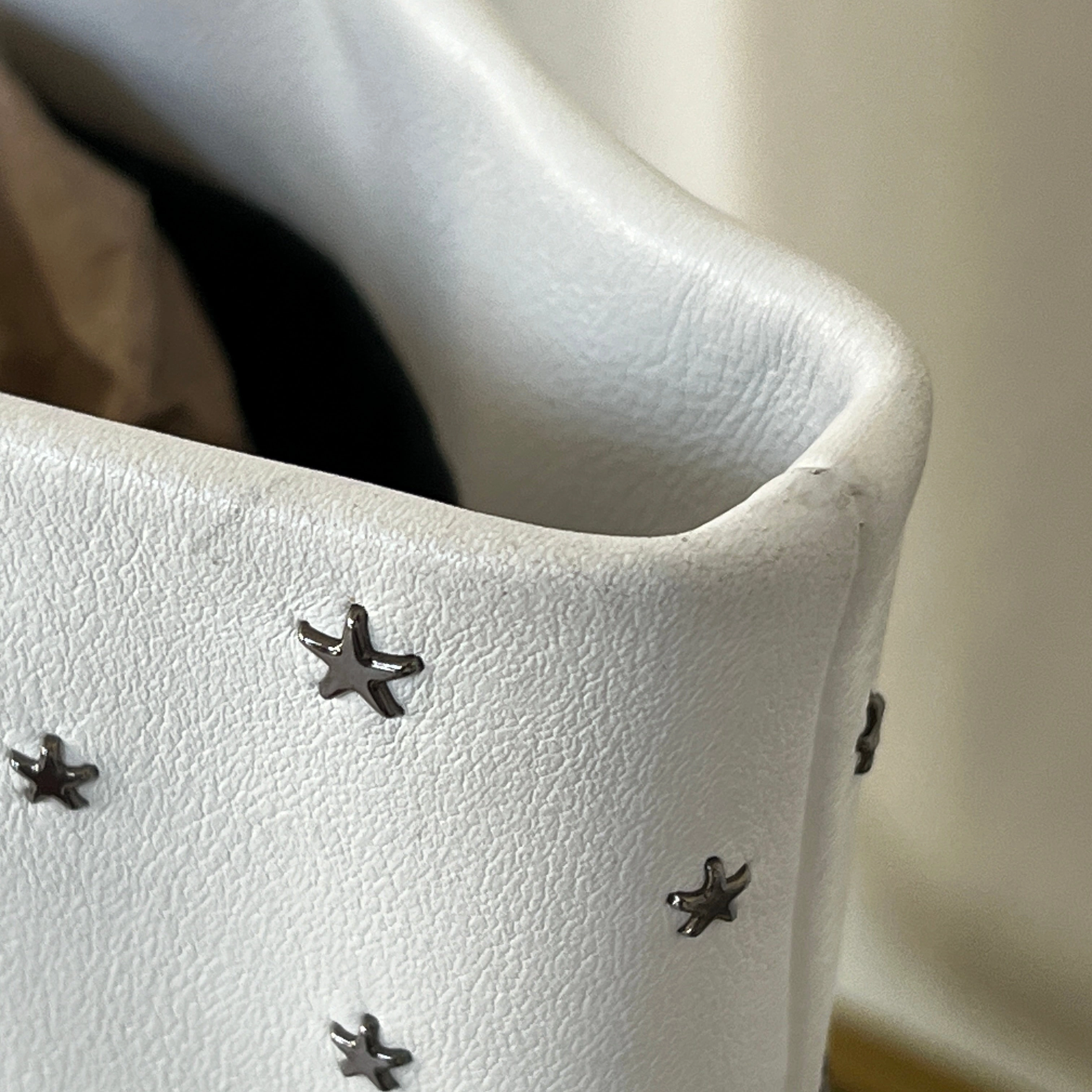 JIMMY CHOO White Leather Star Studded Tote