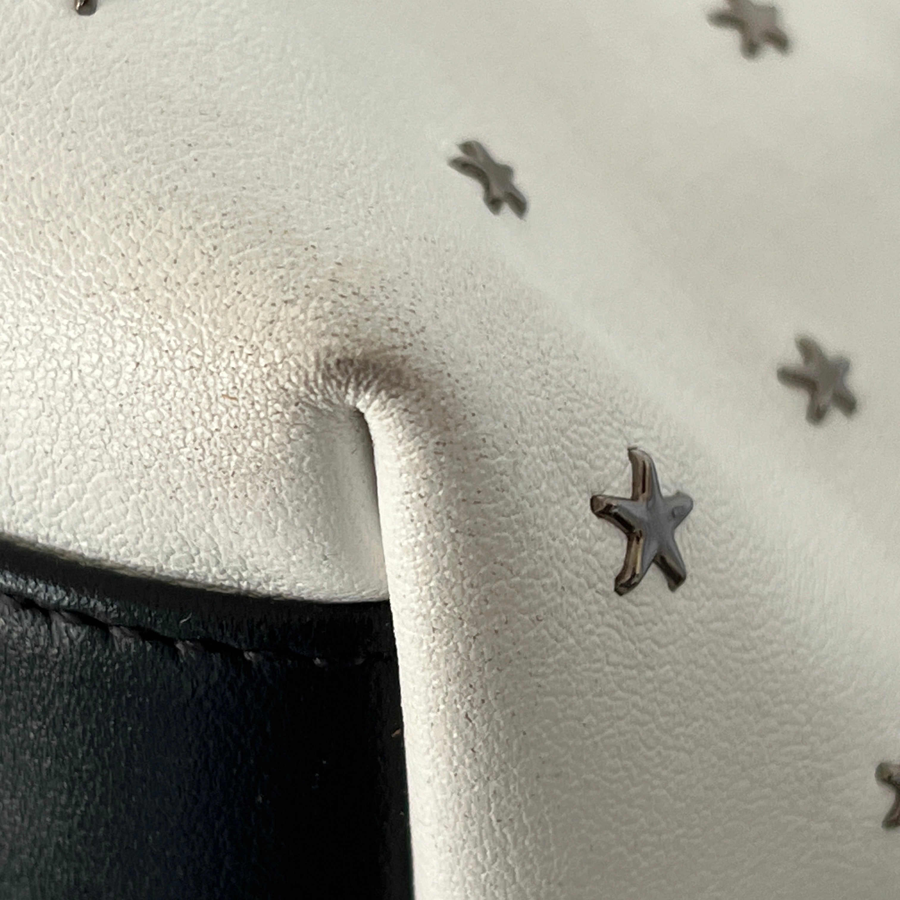 JIMMY CHOO White Leather Star Studded Tote