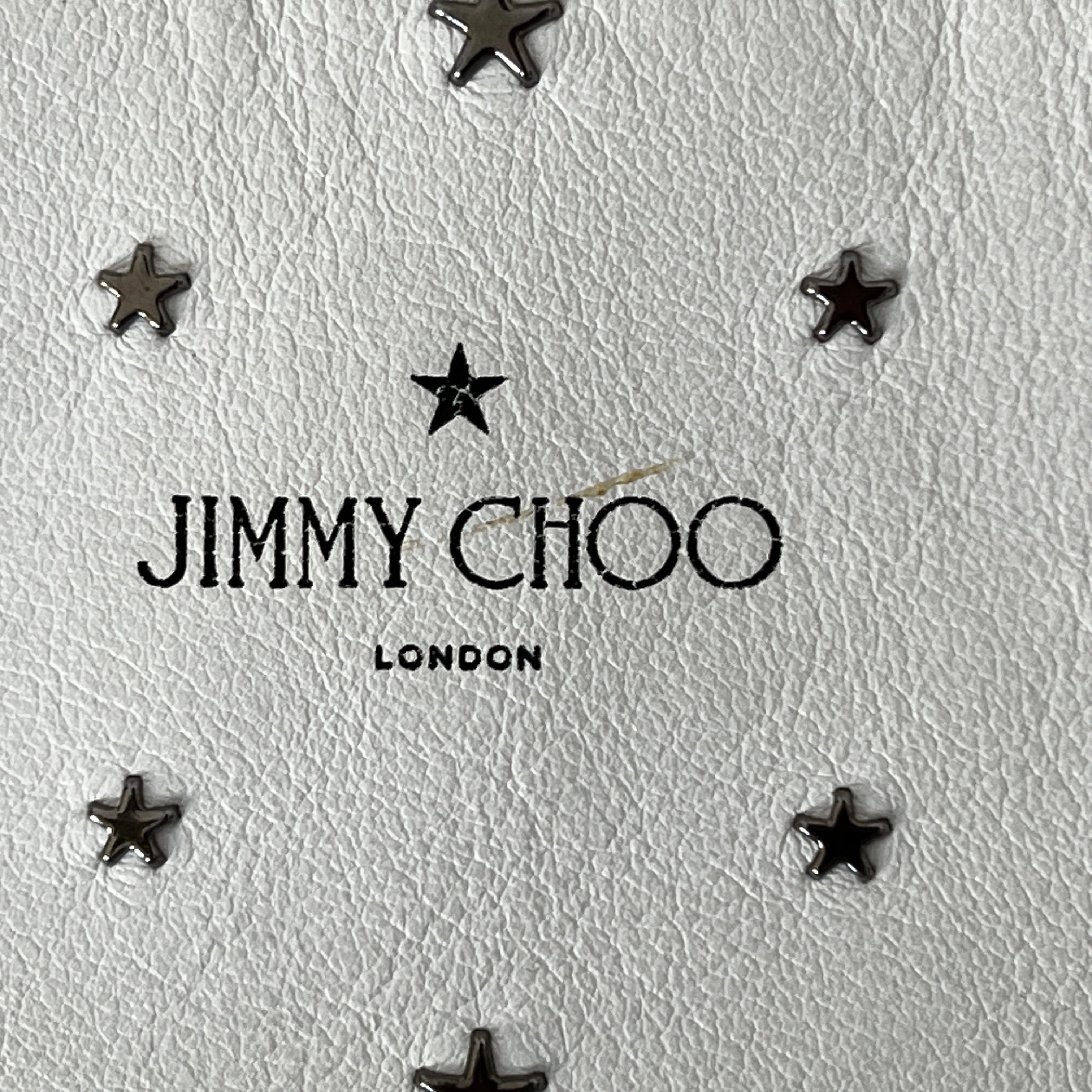 JIMMY CHOO White Leather Star Studded Tote