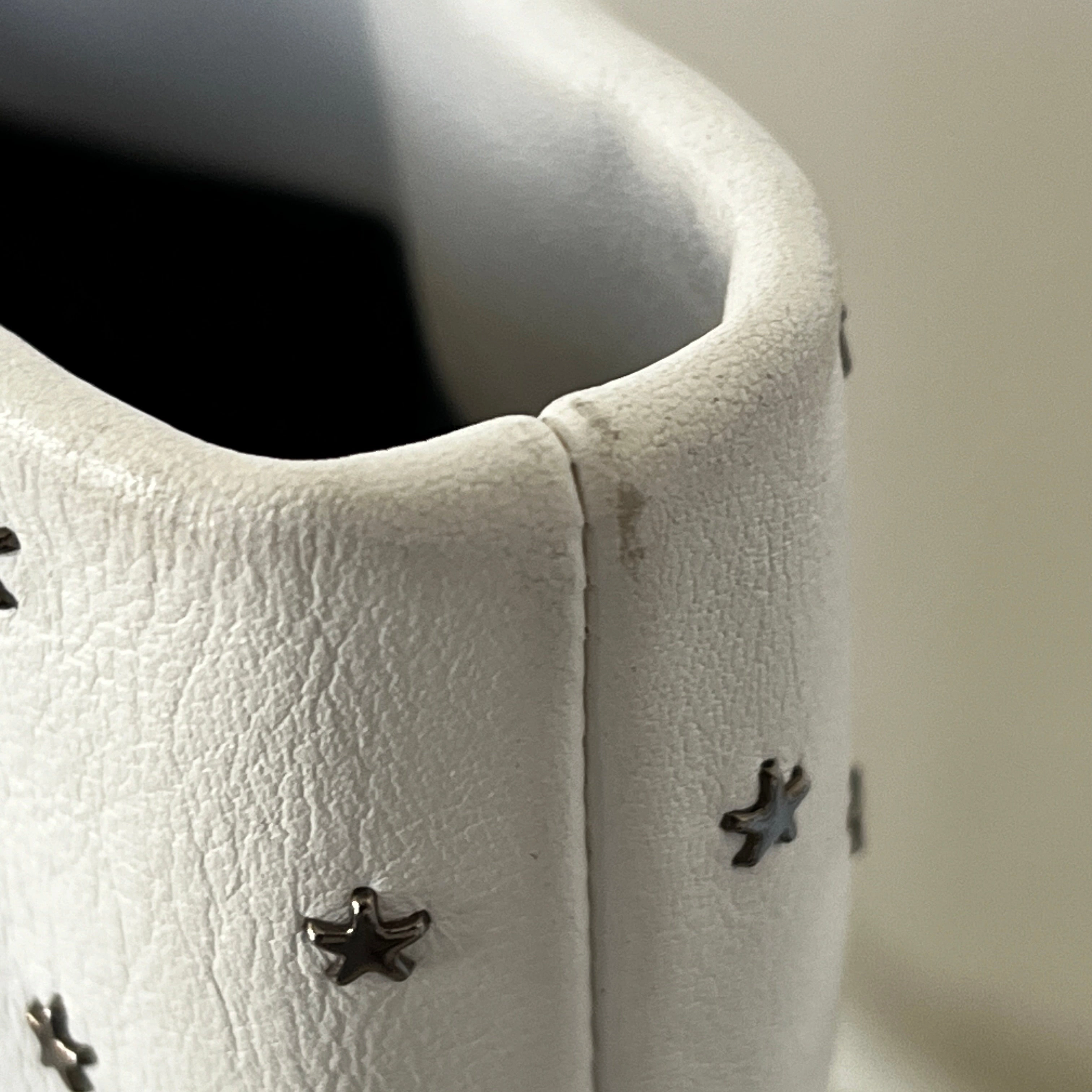 JIMMY CHOO White Leather Star Studded Tote