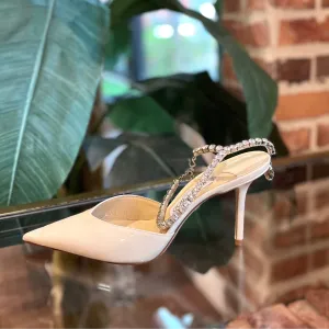JIMMY CHOO White Patent Saeda Pumps Sz 38.5