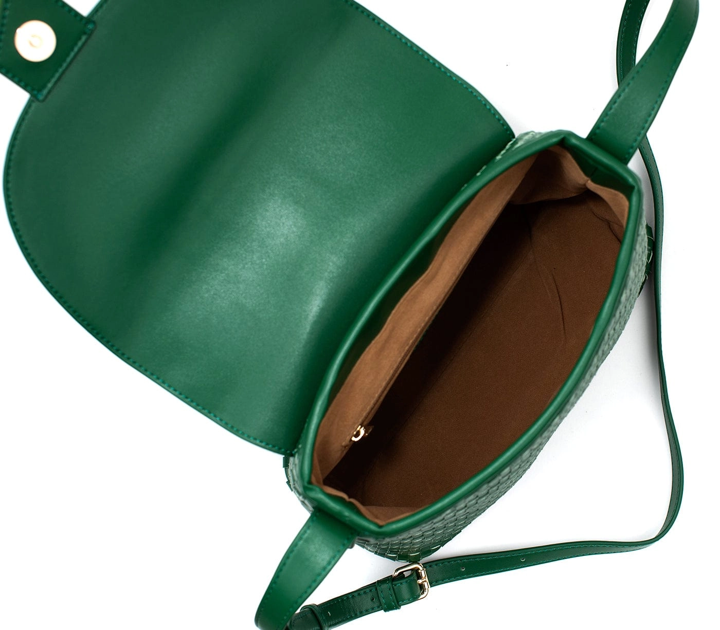 Kate Vegan Leather Basket Weave Crossbody Bag | Green