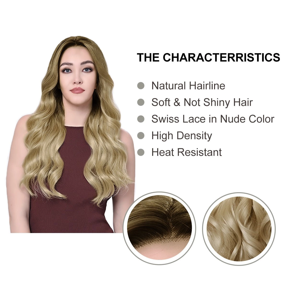 Kiki-24 inches Luxury ombre dark blonde body wave lace wigs