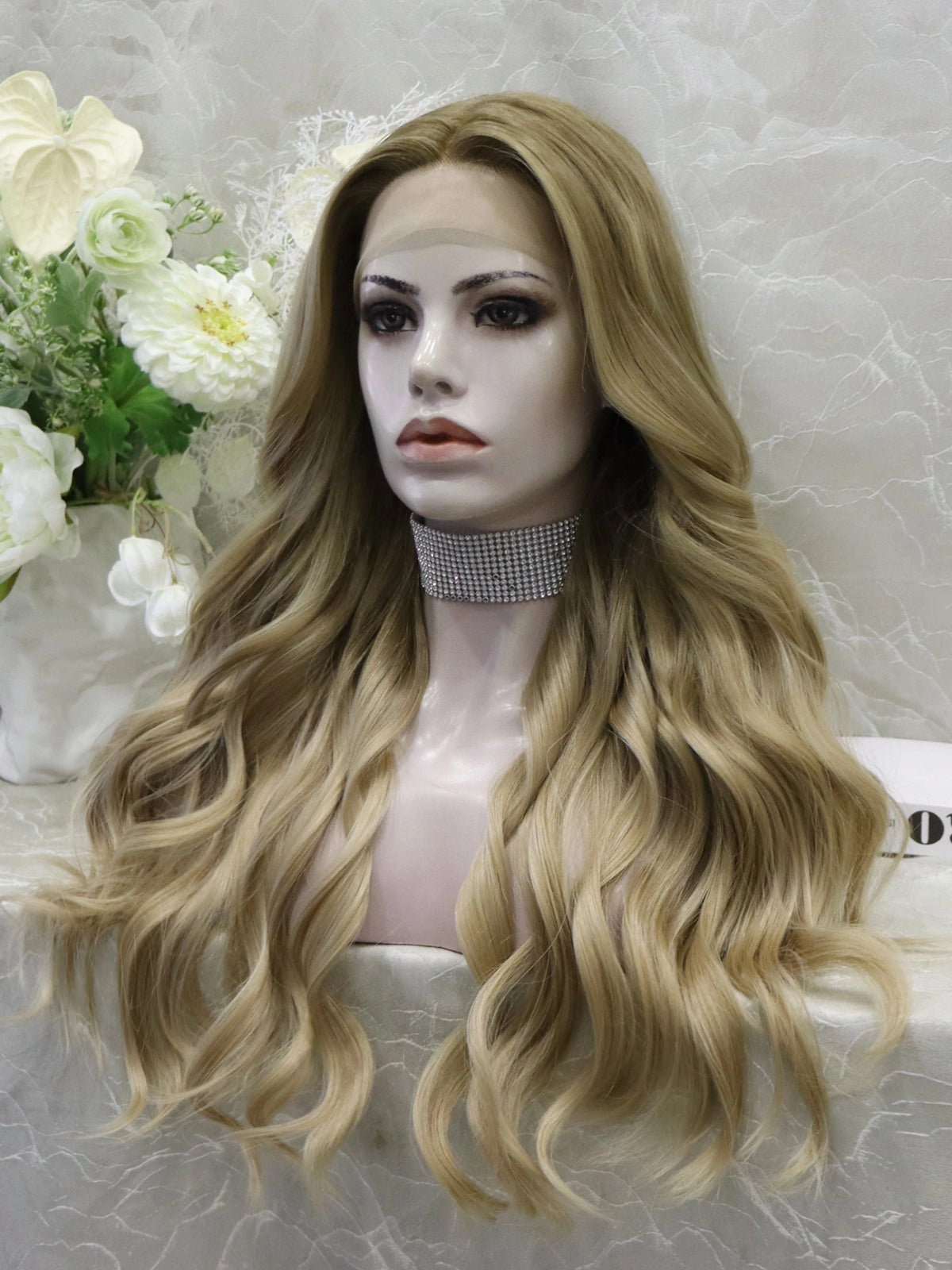 Kiki-24 inches Luxury ombre dark blonde body wave lace wigs