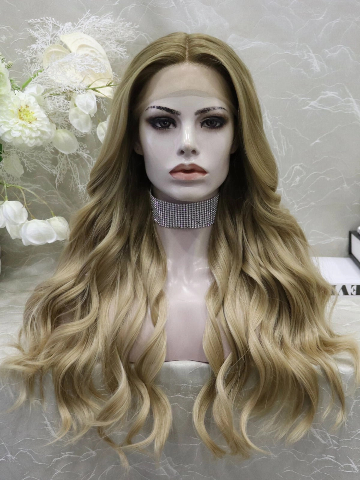 Kiki-24 inches Luxury ombre dark blonde body wave lace wigs