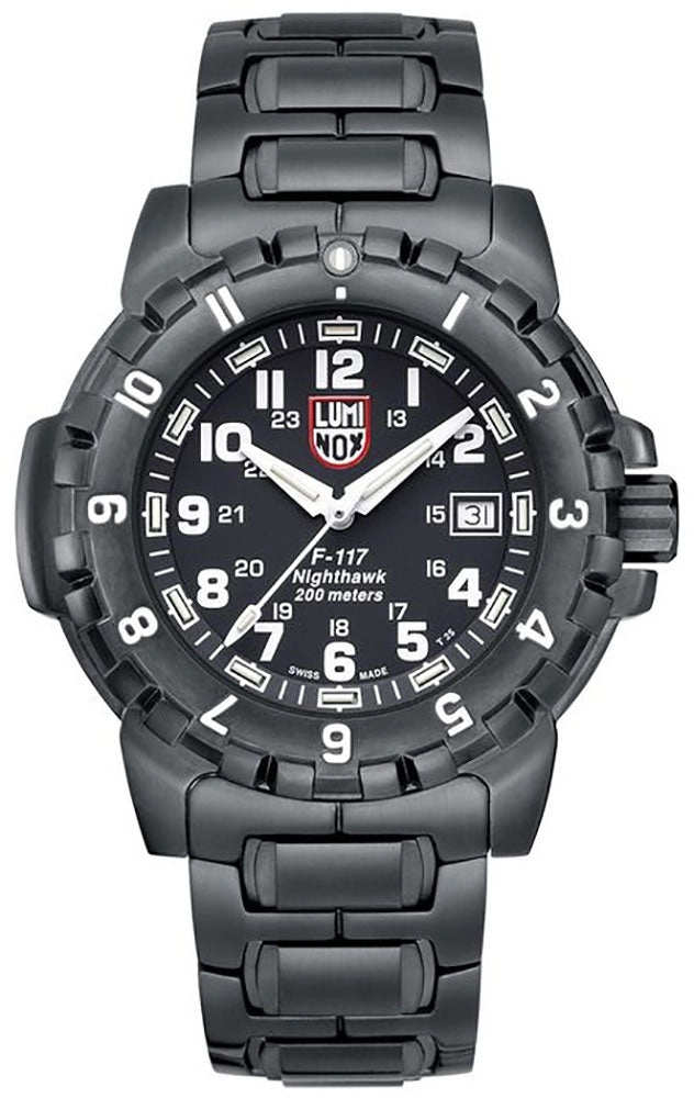 Luminox F-117 Nighthawk Black PVD Black Dial Date Divers Quartz Mens Watch XA.6402
