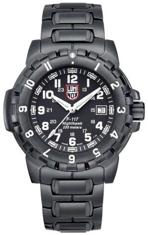 Luminox F-117 Nighthawk Black PVD Black Dial Date Divers Quartz Mens Watch XA.6402